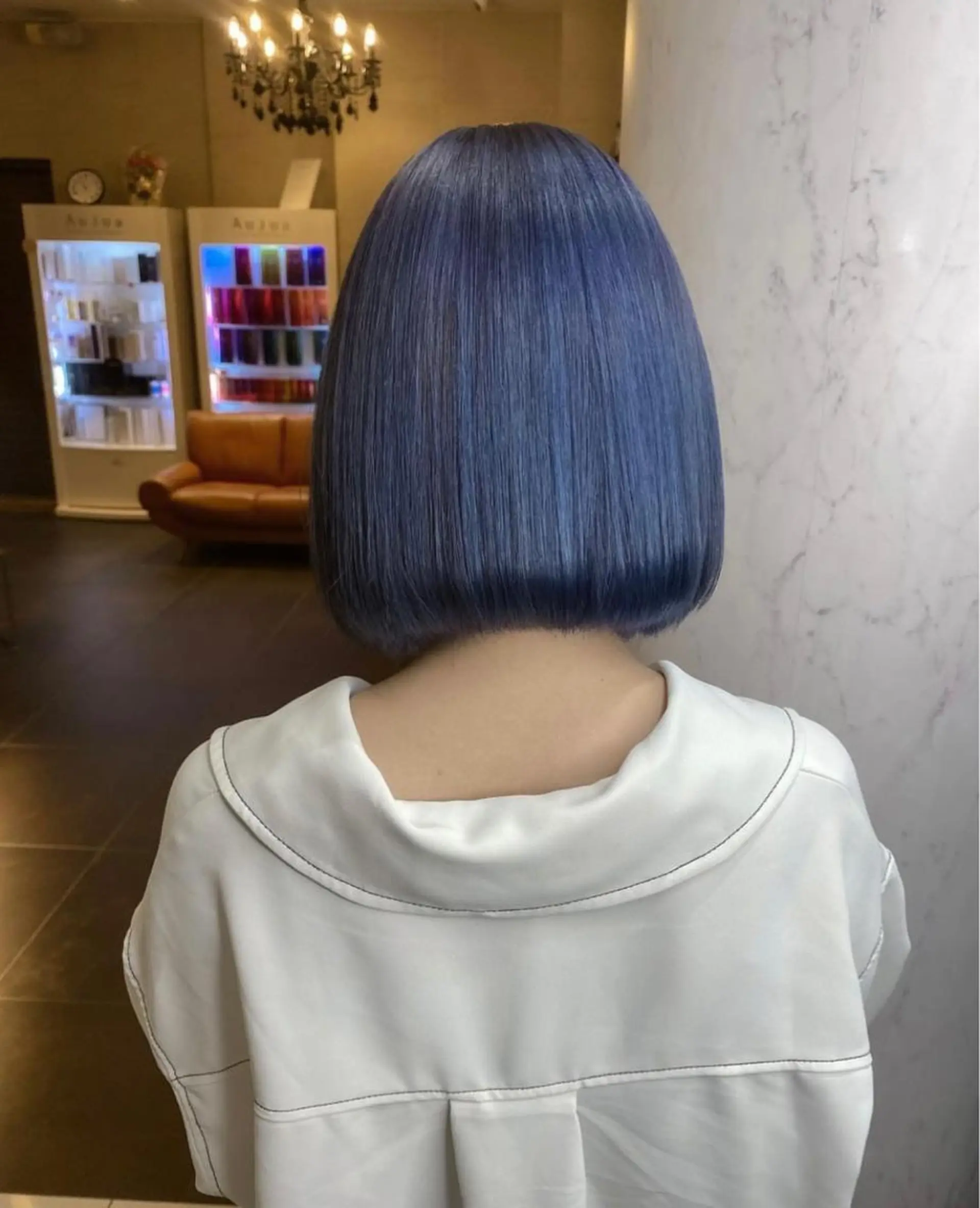 ミディアム カラー ブルーカラー ネイビーカラー ヘアカラー トリートメント 🌱ブリーチ・透明感 カラー/mapi🦭のヘアスタイル
