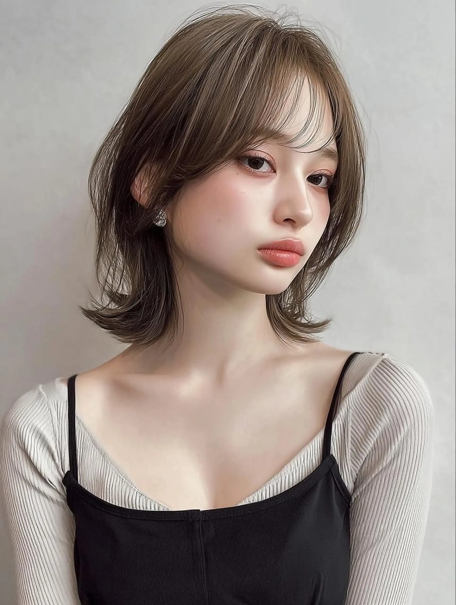 ミディアム カット ヘアカラー トリートメント 青木 りおのヘアスタイル