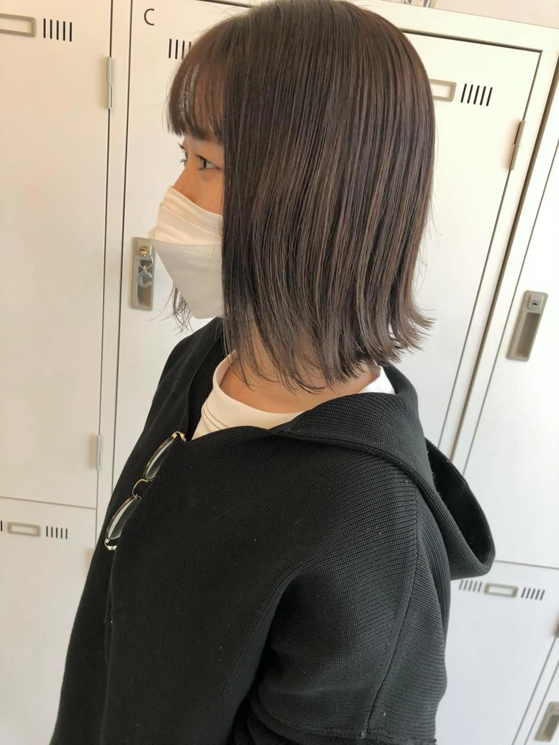 ミディアム カラー 切りっぱなしボブ グレージュ ボブ Saori / さおりのヘアスタイル