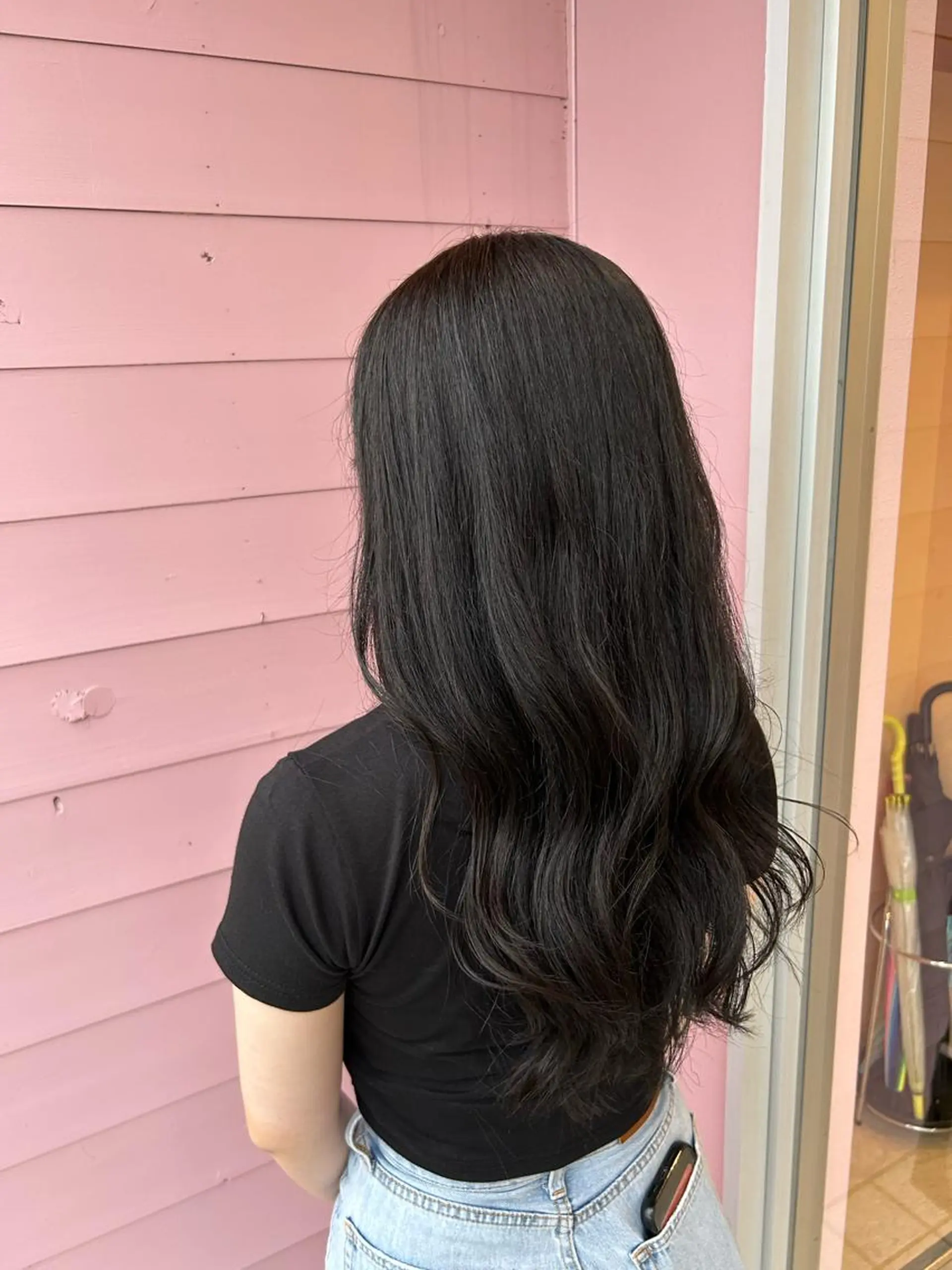 ロング カラー バレイヤージュ 黒髪 ブリーチ ブルーカラー ブルーブラック カット ヘアカラー トリートメント 💙ルル💙 ハイトーン/レイヤーのヘアスタイル