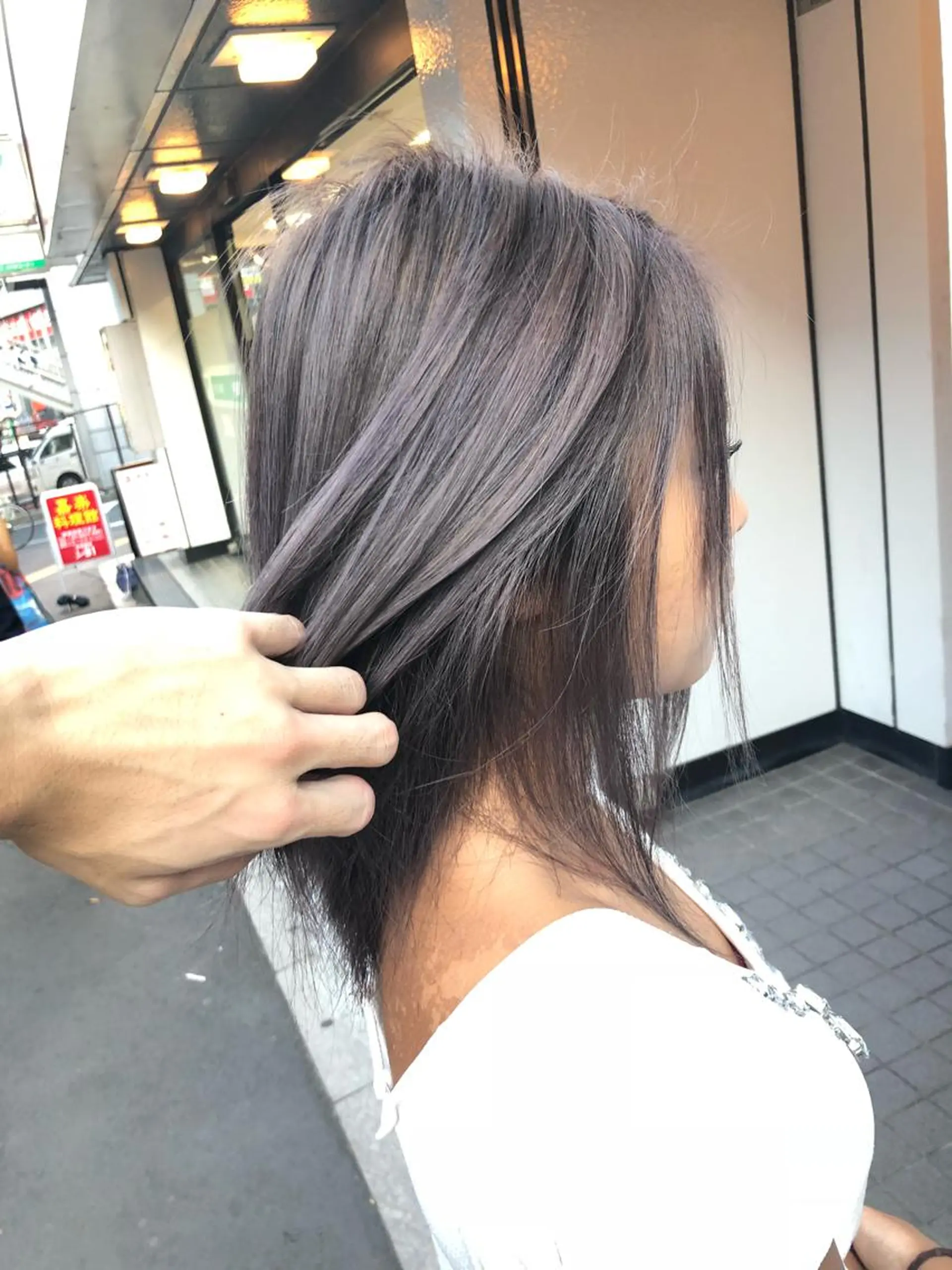 セミロング カラー ラベンダーカラー ラベンダーグレー 100%髪質改善特化 TRUNSのヘアスタイル