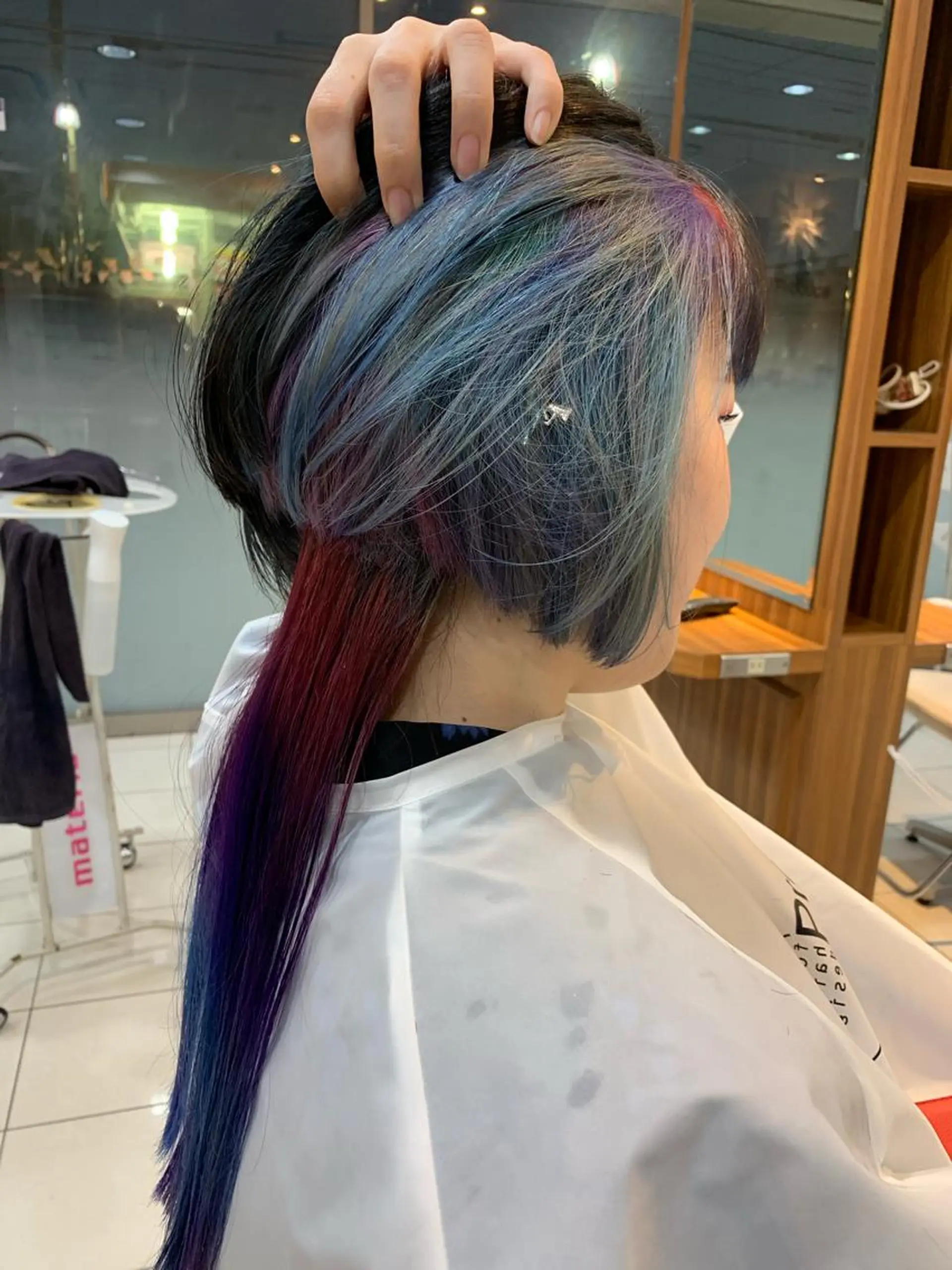 ミディアム カラー 白髪ぼかしハイライト 柳川拓哉のヘアスタイル