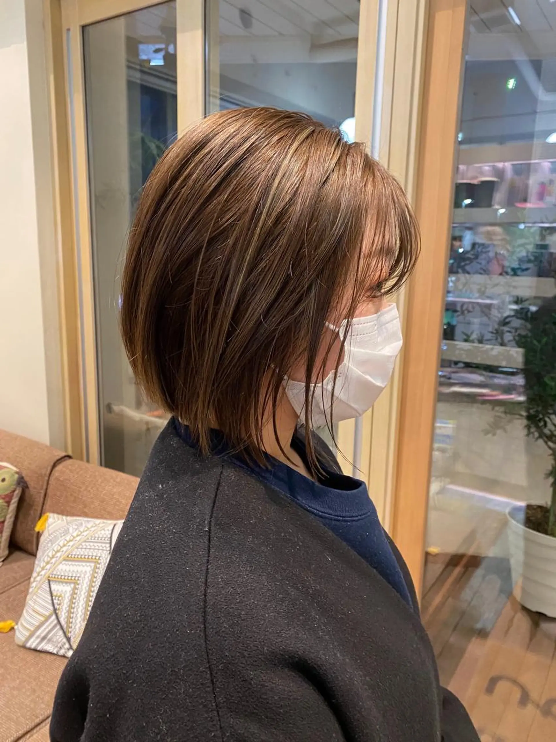 ショート カラー 透明感カラー ハイライトカラー ボブ ハイライト カット ヘアカラー ハマベ イクト FLORENのヘアスタイル