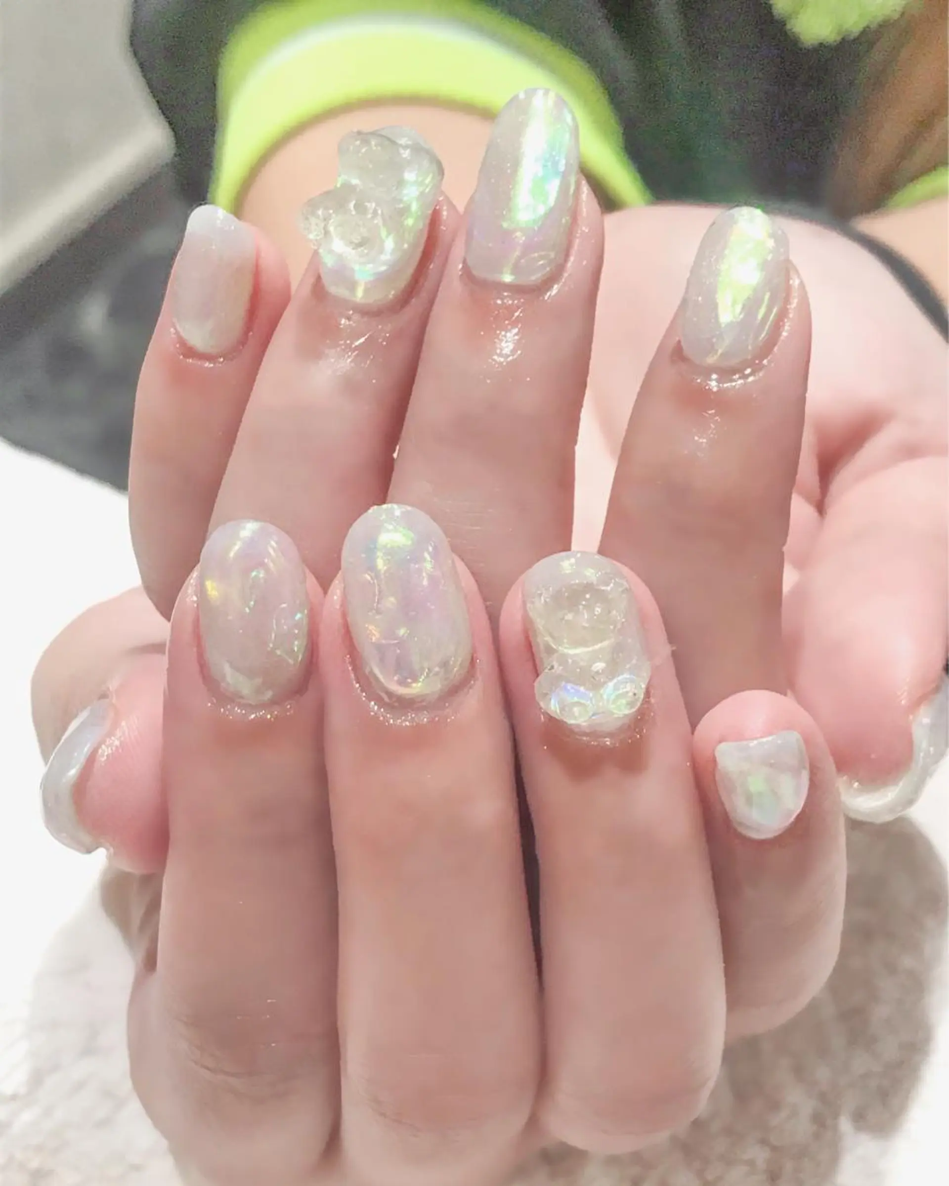 ネイル オーロラネイル ジェルネイル 氷ネイル・うるうるネイル 春ネイル Nyanco Nailのネイルデザイン
