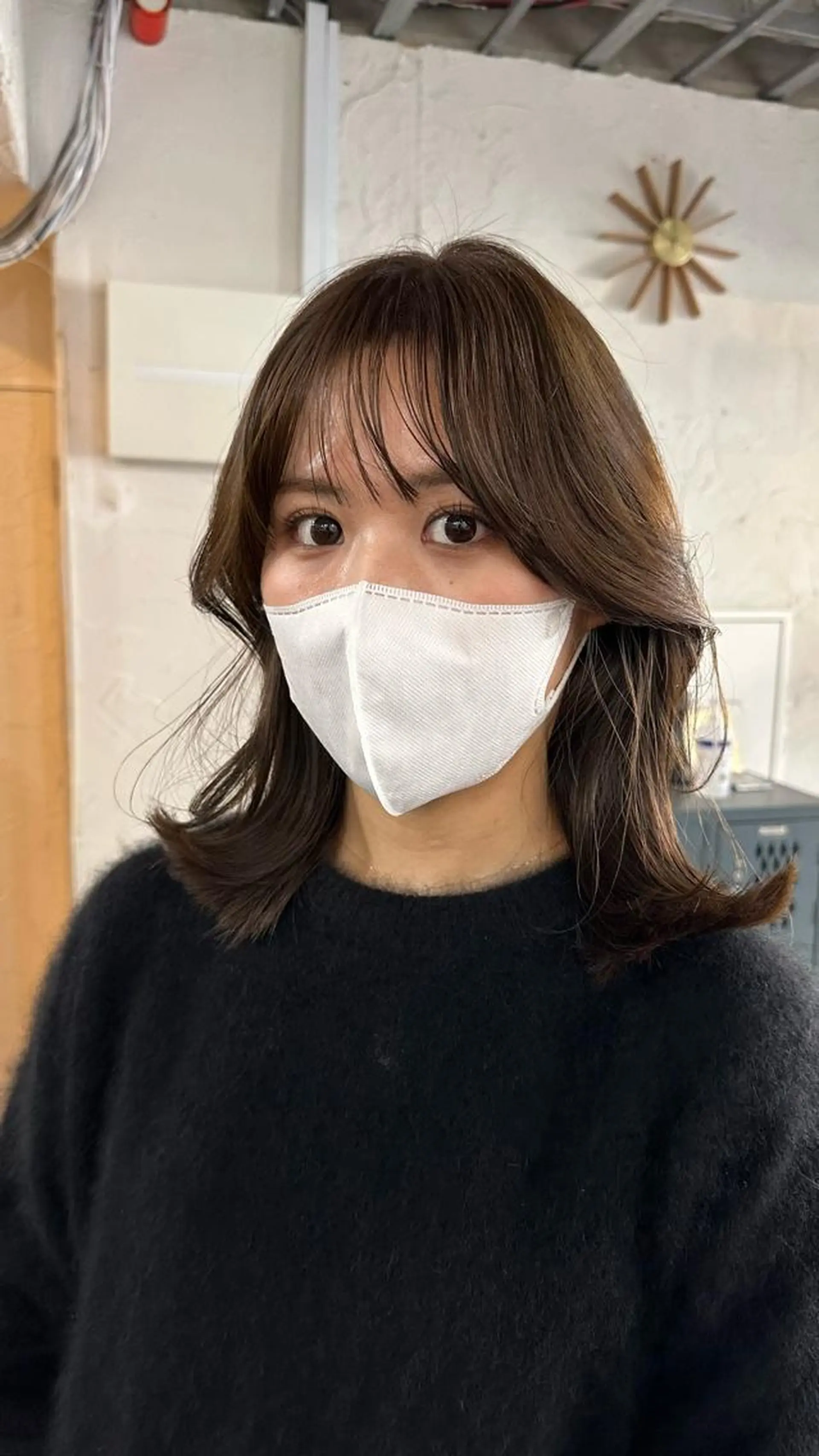 ミディアム カラー 切りっぱなしボブ ショートボブ ミディアムパーマ バレイヤージュ ベージュカラー カット ヘアカラー トリートメント フリーランス所属・韓国ヘア レイヤー くびれヘアMATSUのヘアスタイル