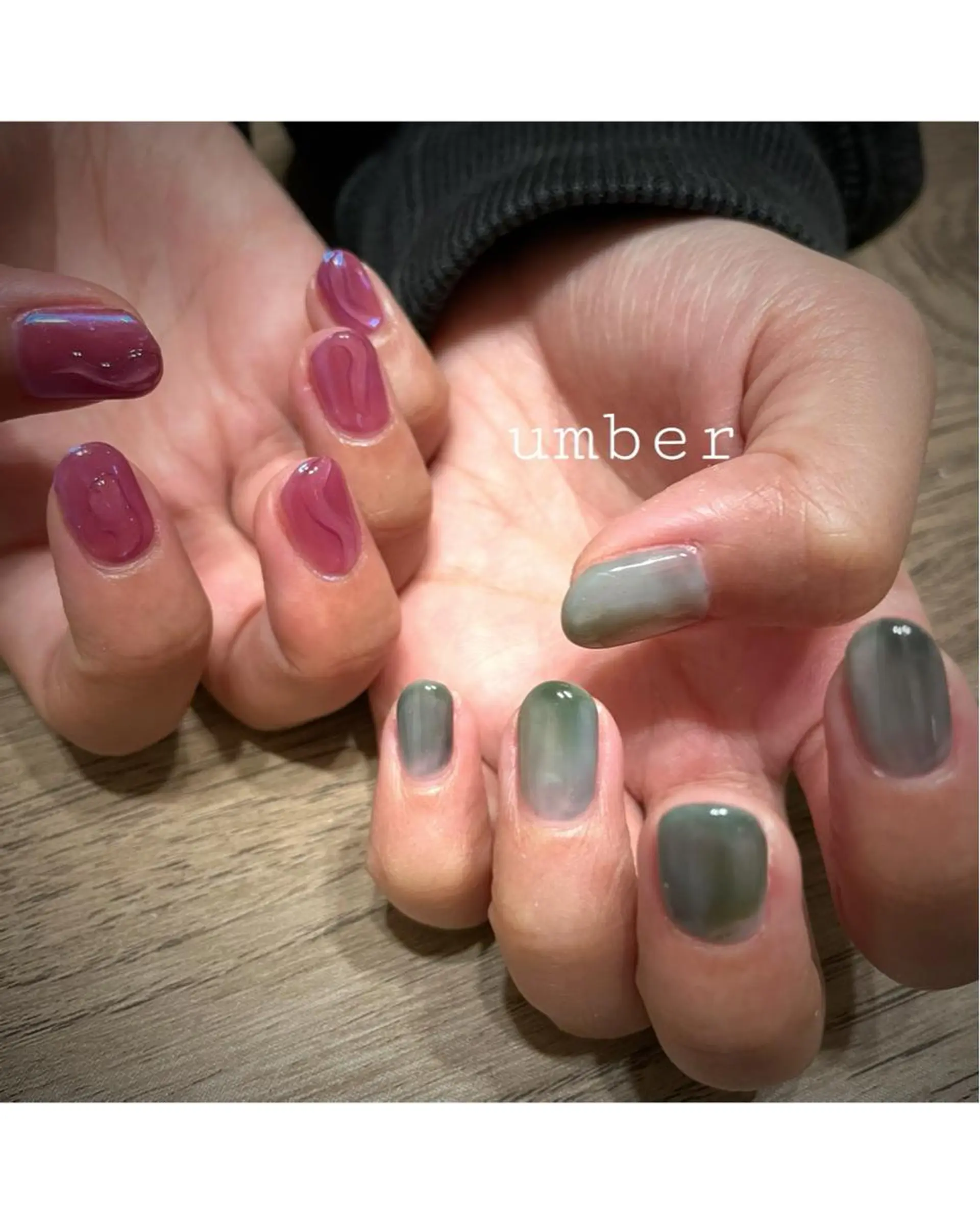 ネイル ブルー クリアネイル フットネイル フレンチネイル グリーン ハンドネイル umber 三茶1分のネイルデザイン