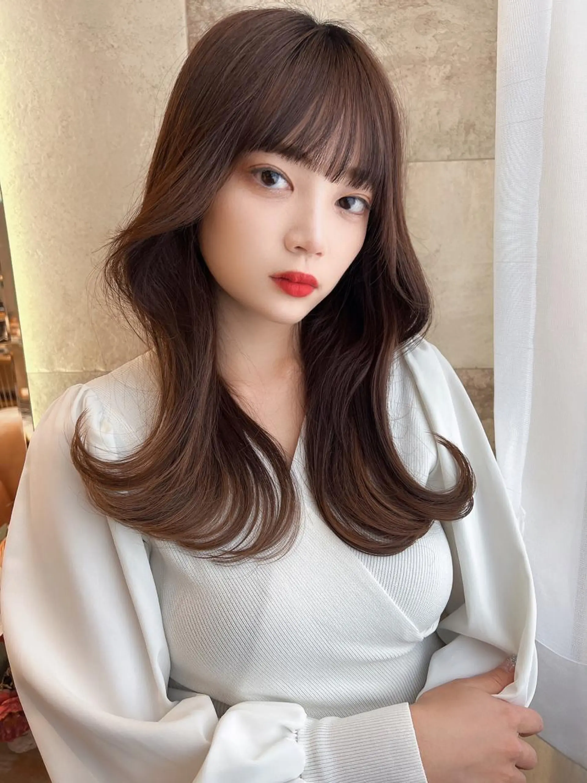 ロング カラー ヘアアレンジ カット ヘアカラー トリートメント レイヤーカット/ 顔周り 五島巨幹のヘアスタイル