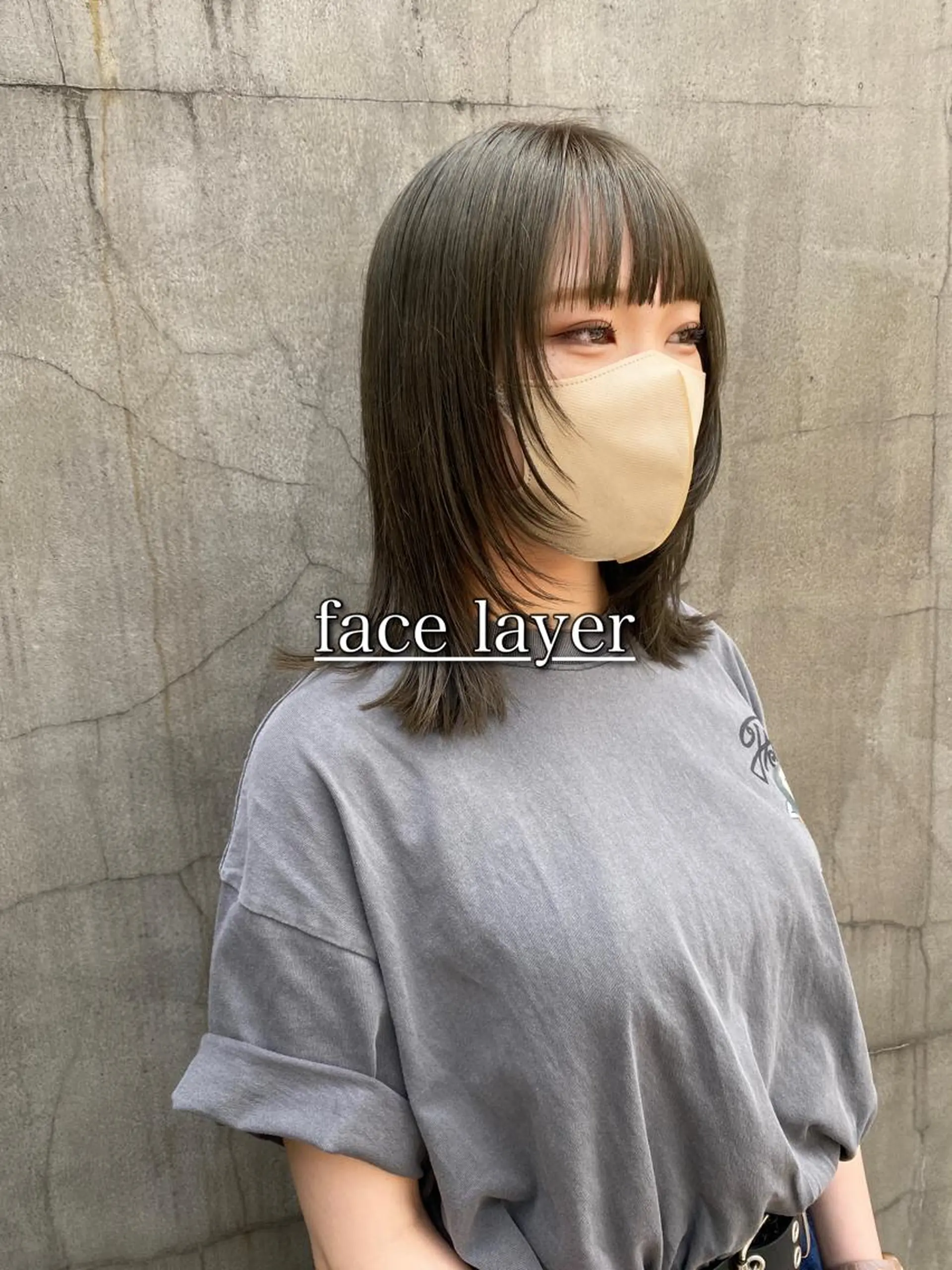 ミディアム カラー ブリーチ グレージュ オリーブグレージュ オリーブグレー 顔周りカット カット ヘアカラー トリートメント ◽️モードヘア◽️ SHOUTOのヘアスタイル