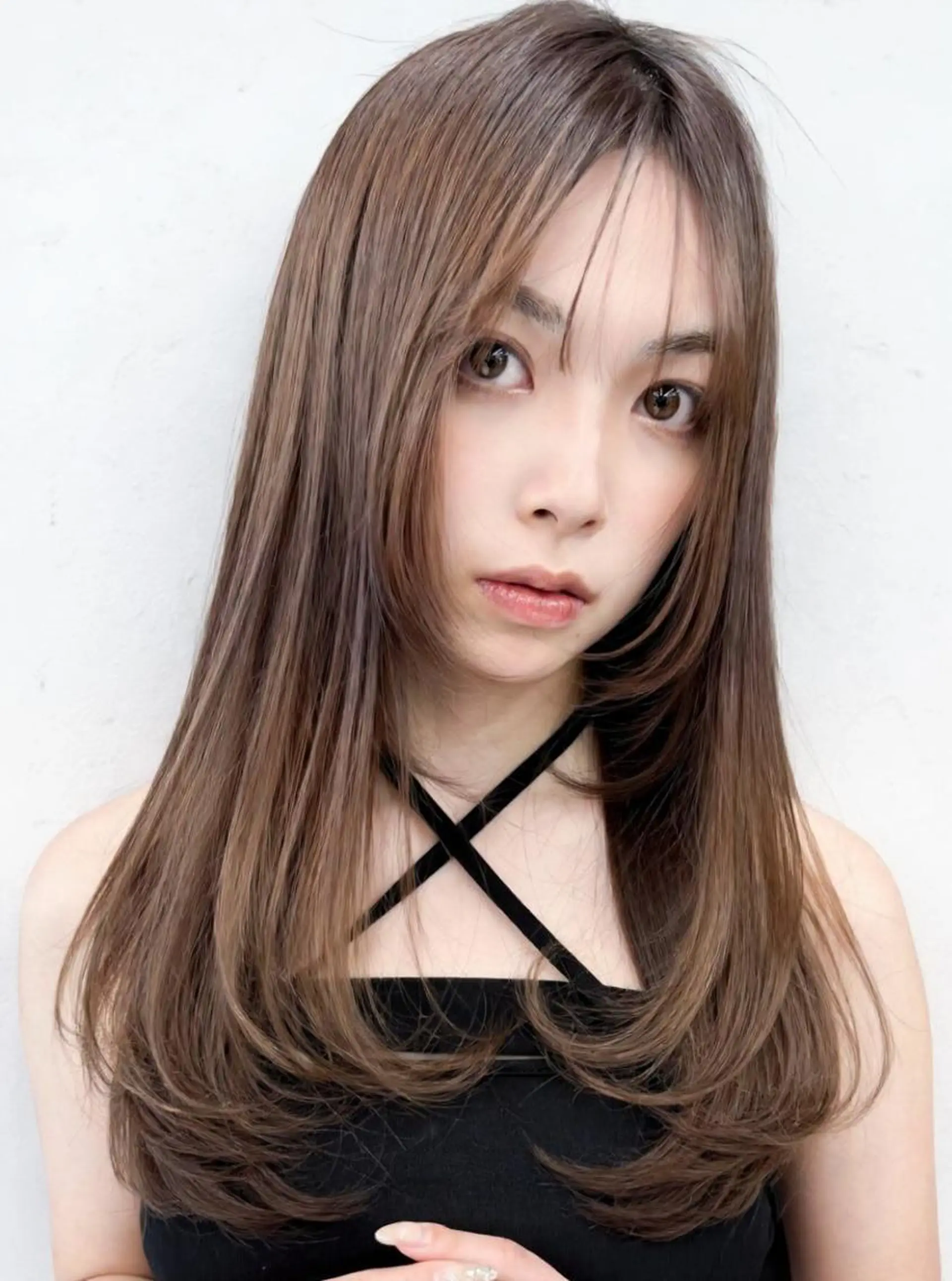 ロング カット 松本/透明感カラー/ ベージュ/青木 未羽のヘアスタイル