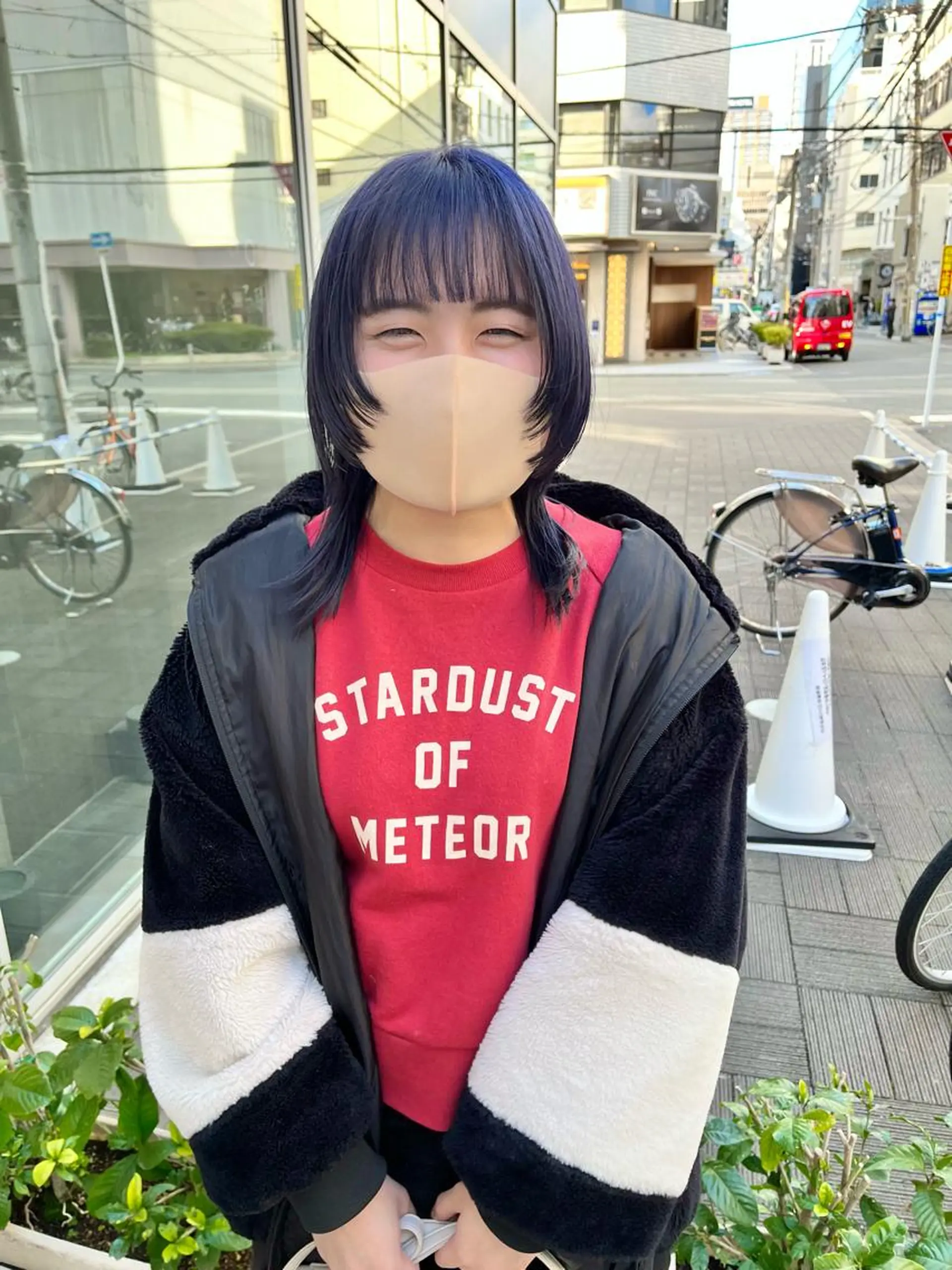 ミディアム カラー ブリーチ ブルーカラー ブルーパープル ブルーラベンダー ケアブリーチ カット ヘアカラー ショート/パーマ/ カラー/FUKOのヘアスタイル