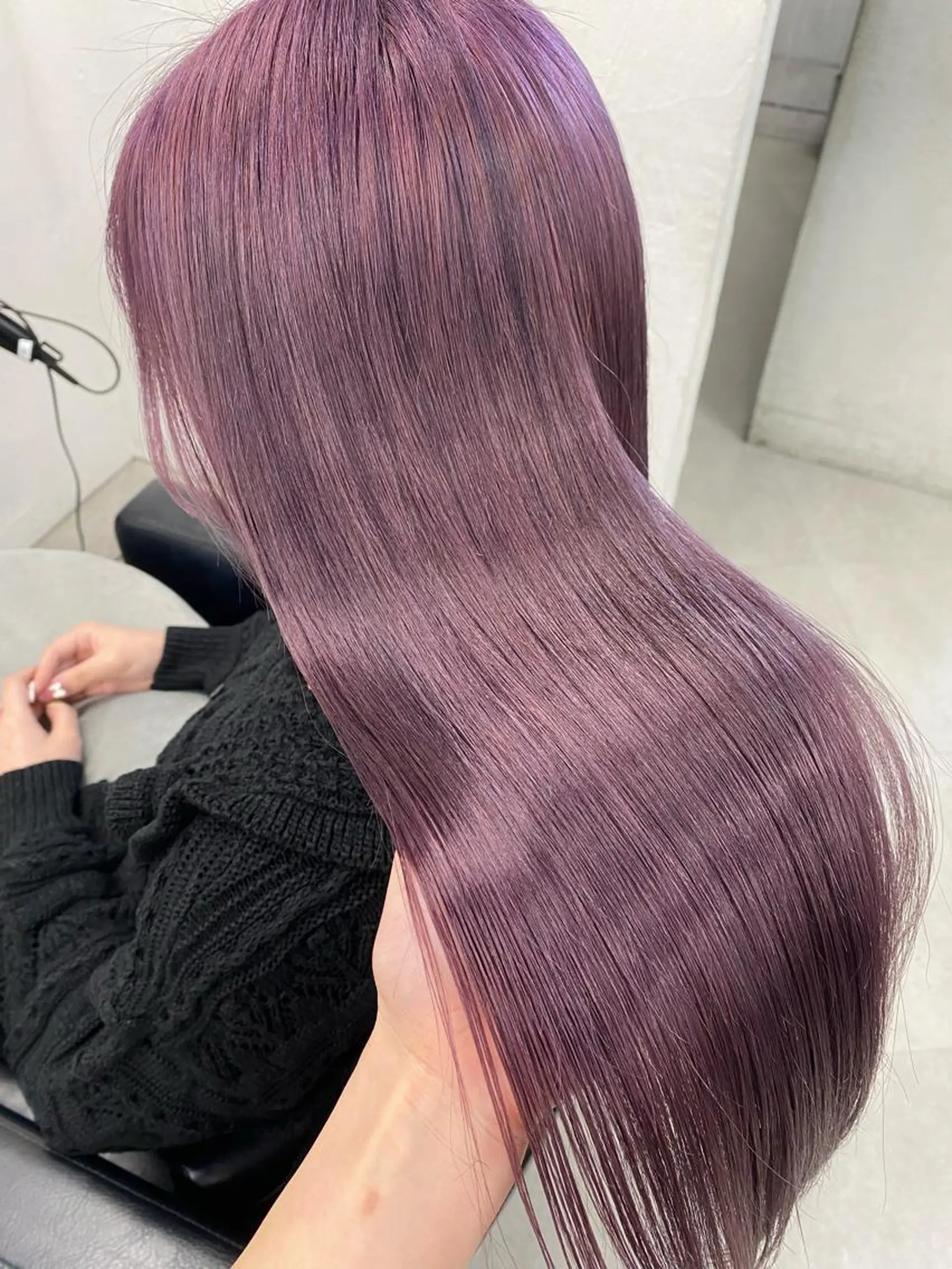 ロング カラー ラベンダーカラー ピンクカラー ピンクラベンダー カット ヘアカラー トリートメント 🧸艶々韓国ヘア 🧁mizunaのヘアスタイル