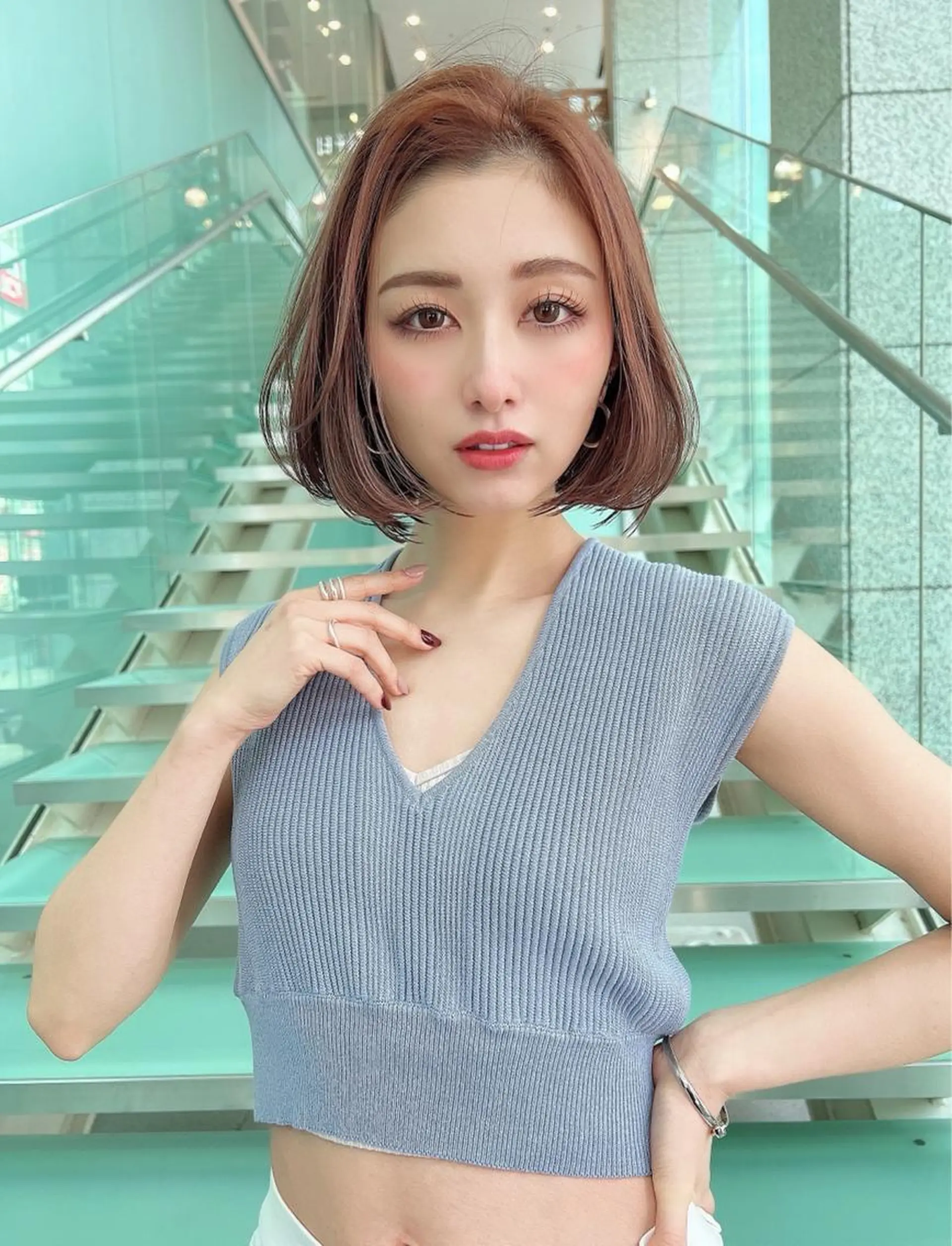 ミディアム カラー バレイヤージュ ブリーチ ケアブリーチ ダブルカラー グラデーションカラー 美髪/カラー 美容院🌈渡辺隼也のヘアスタイル