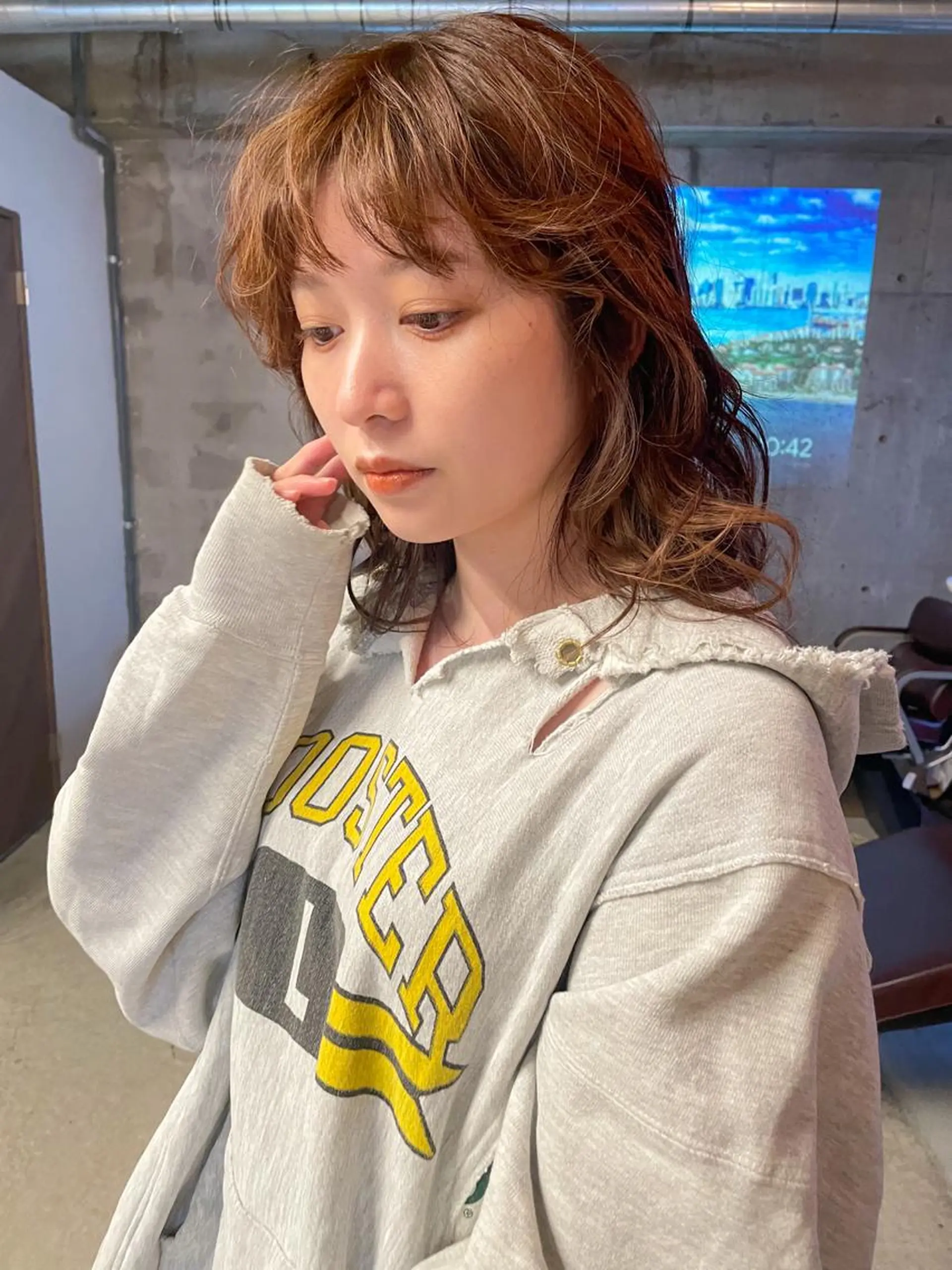 セミロング パーマ パーマ/レイヤー 岩山丈一郎のヘアスタイル