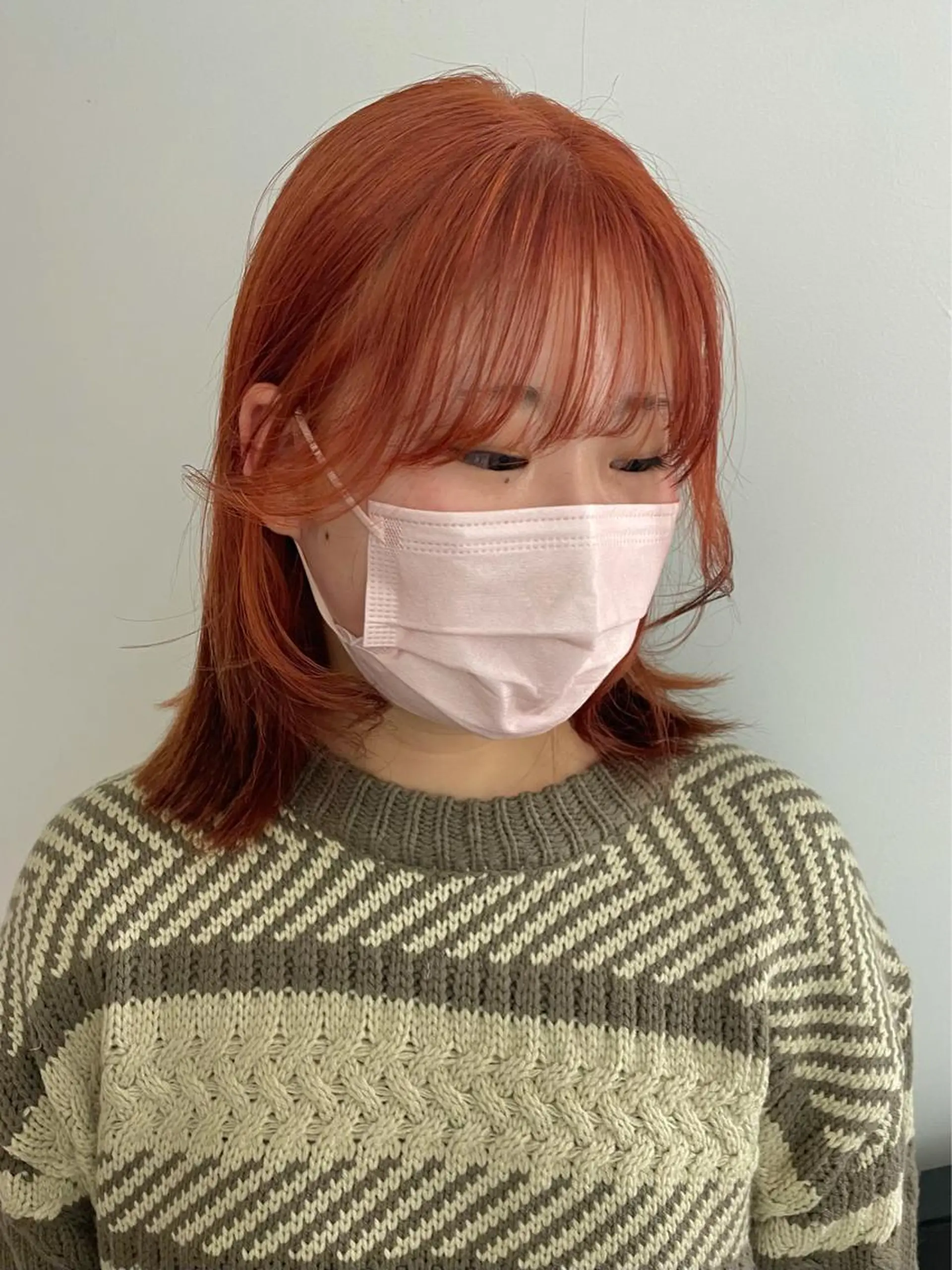 カラー オレンジ ヘアカラー 🎀ボブ+ハイトーン シュカ👶🏻のヘアスタイル