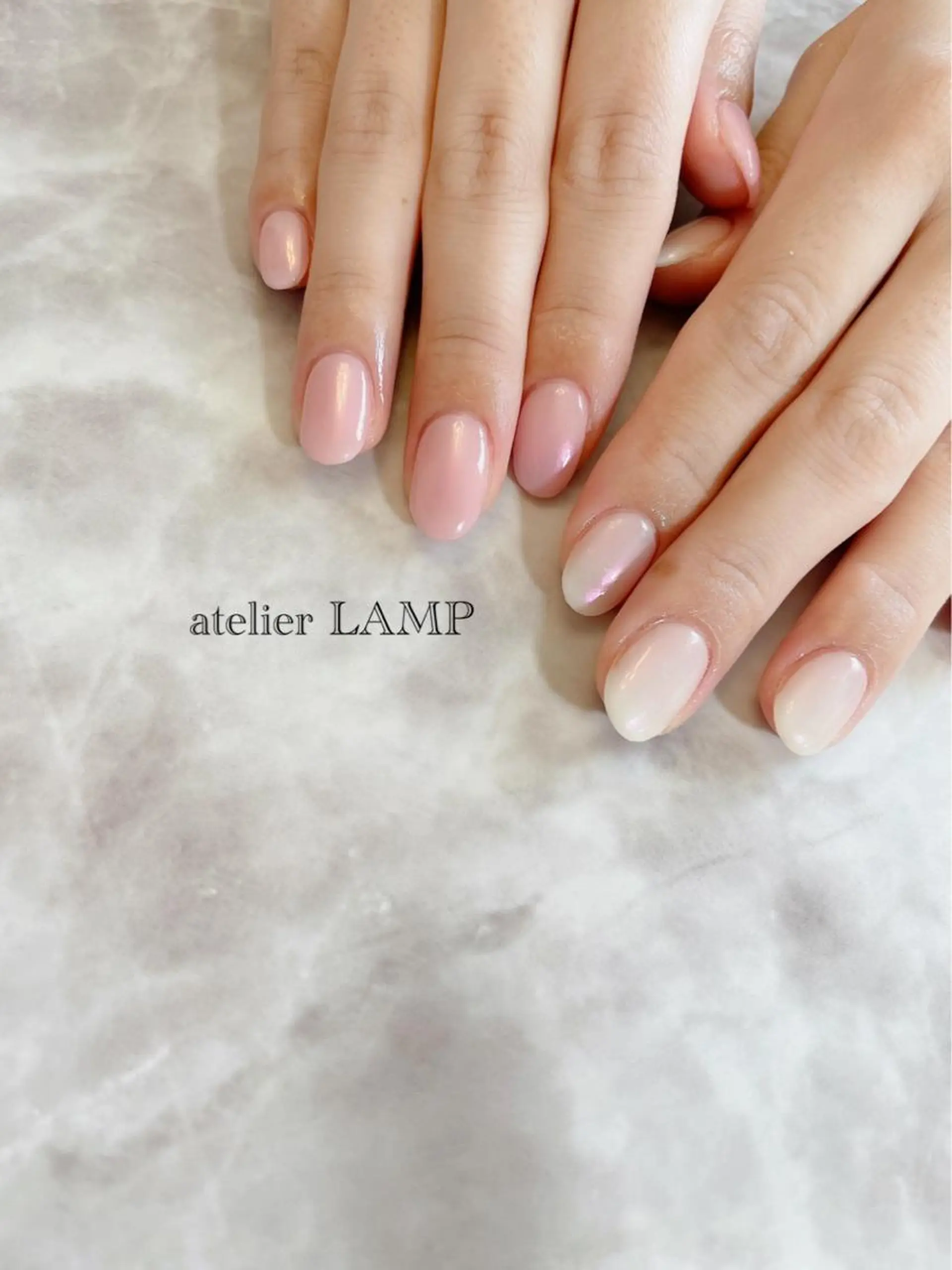 ネイル オーロラネイル ピンク ホワイト NANA no artのネイルデザイン