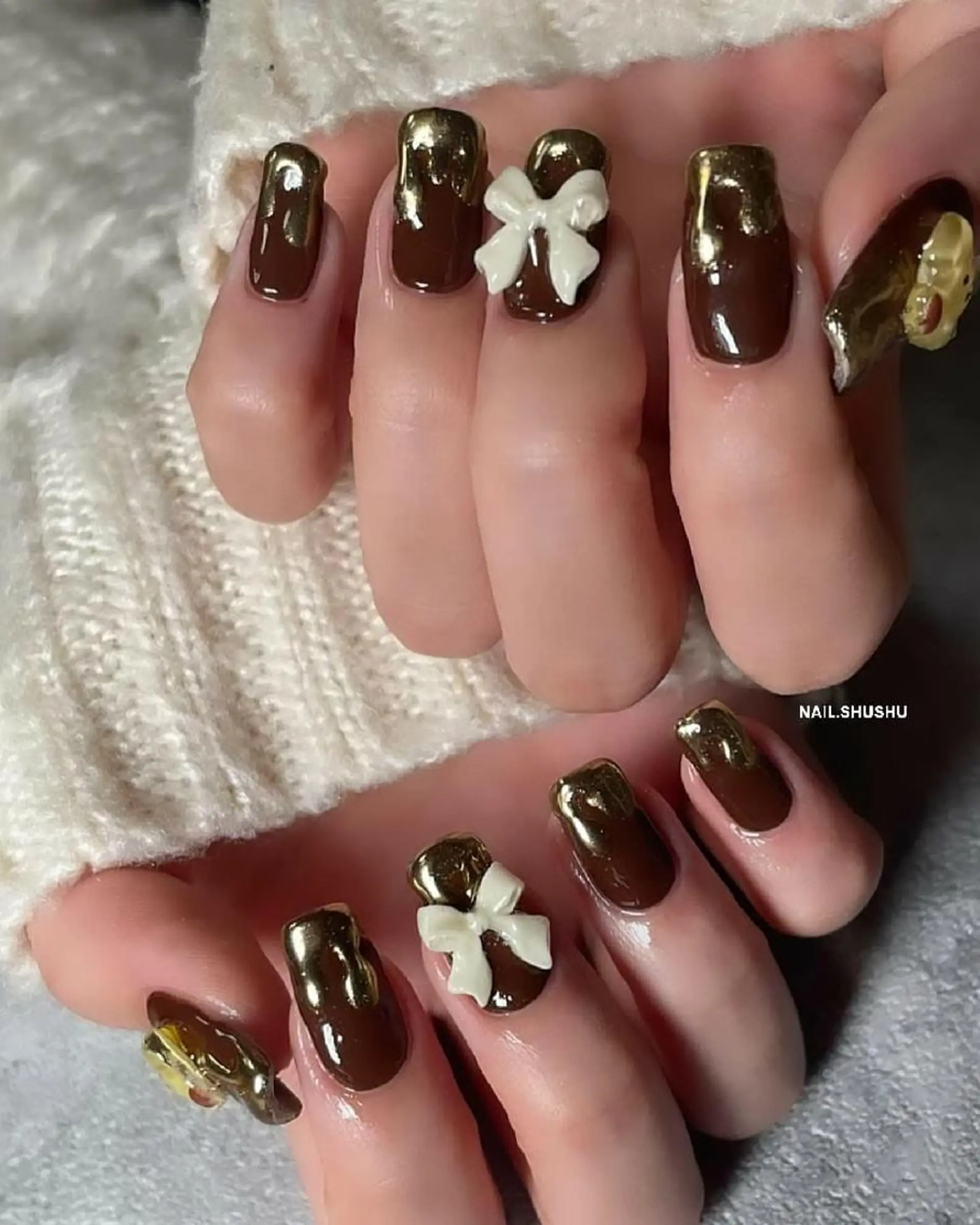ネイル 持ち込み ニュアンスネイル シンプルネイル 冬ネイル 3dパーツ/流行り 👧shushu❤️のネイルデザイン