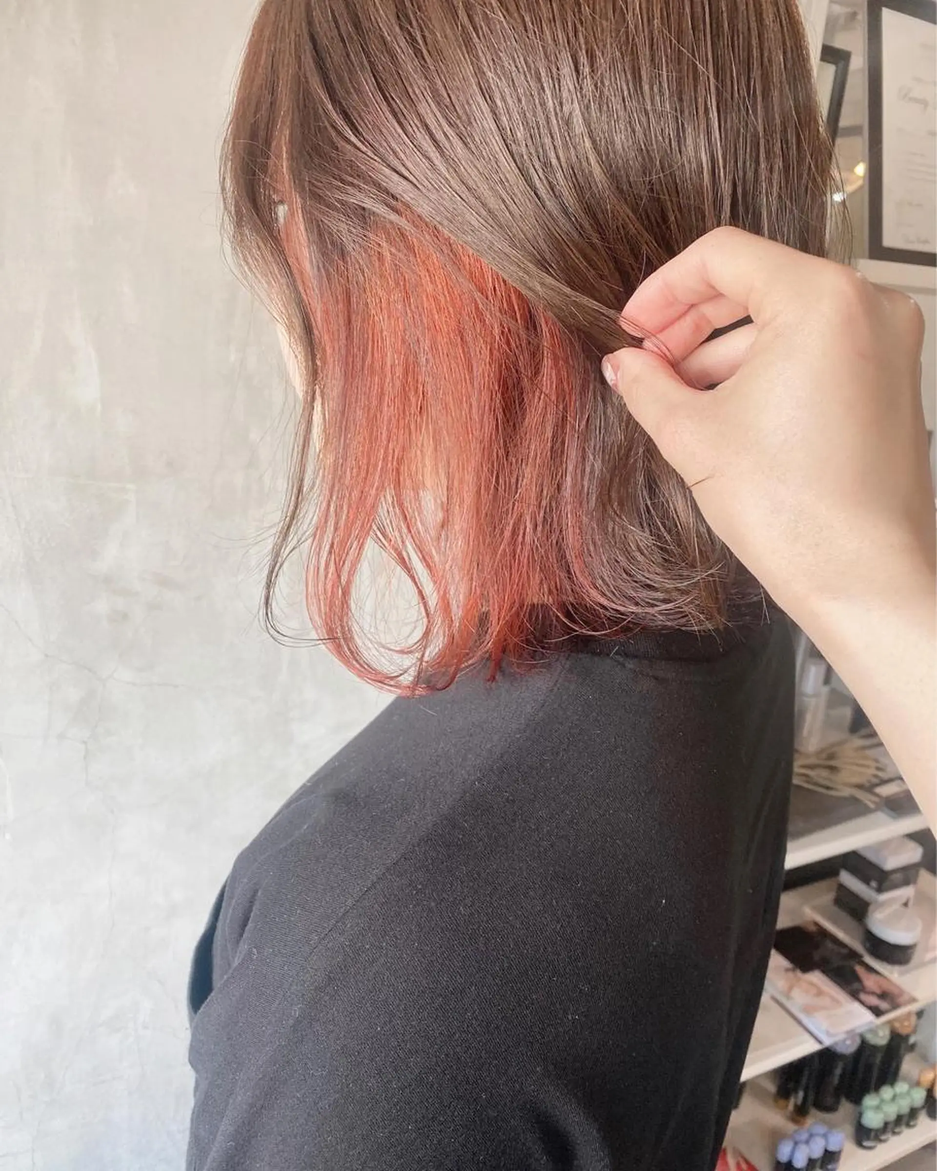 ショート カラー ヘアアレンジ インナーカラー オレンジ stylist/蛯谷 珠里のヘアスタイル