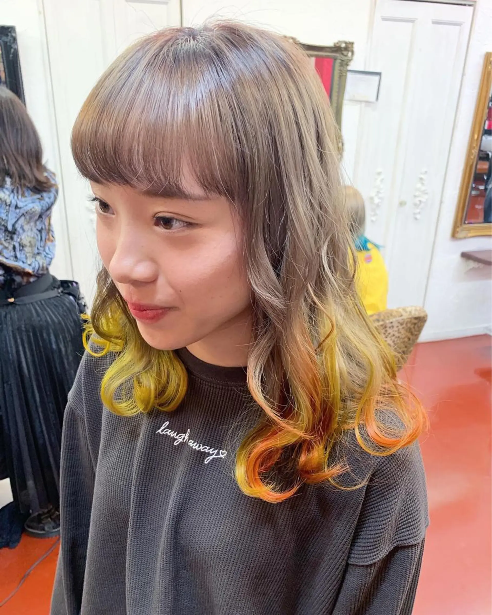 ミディアム カラー ピンクベージュ/新潟 万代/高橋桃葉🍑のヘアスタイル