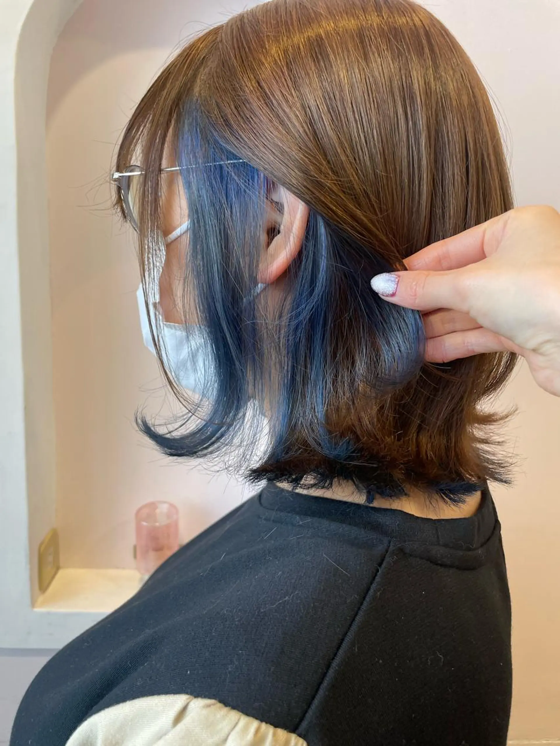 ショート カラー ヘアアレンジ ブルーカラー インナーカラー 🌸HONOKA🌸 【グレージュ】のヘアスタイル