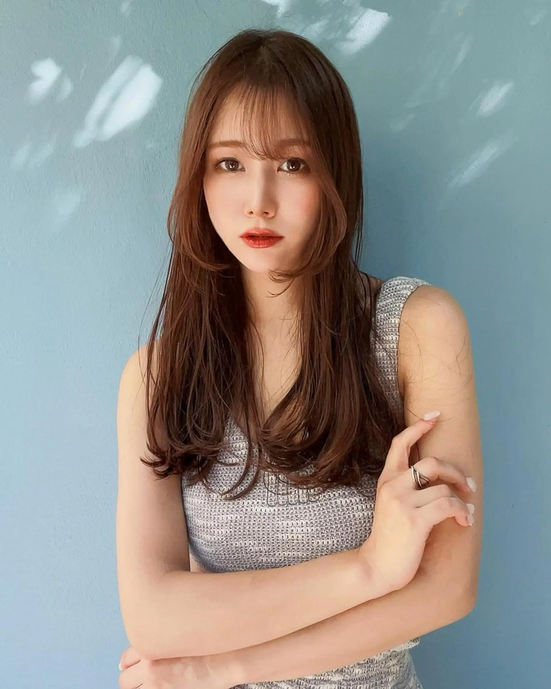 ロング くせ毛 顔まわりレイヤー ハイライト 髪質改善 韓国風ヘア 韓国/髪質改善💘 櫻井かれんのヘアスタイル