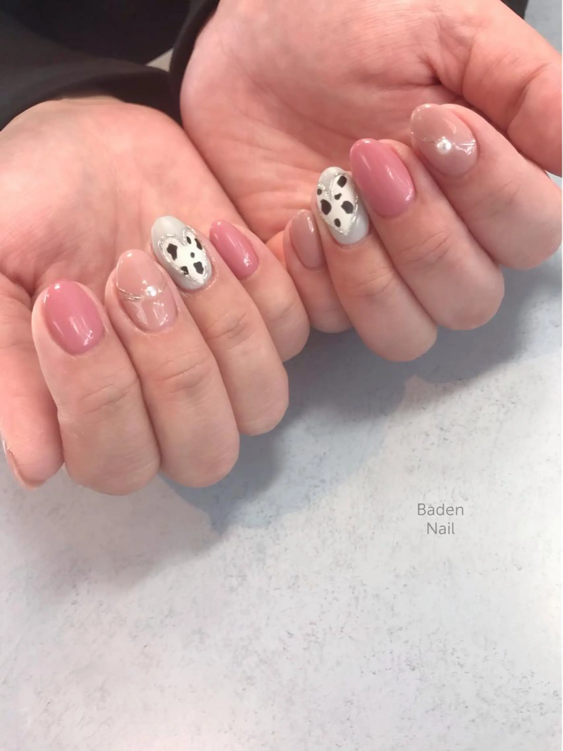 ネイル ハート マットネイル ミラーネイル ハンドネイル Baden Nail ﾊﾞ-ﾃﾞﾝ ﾈｲﾙのネイルデザイン