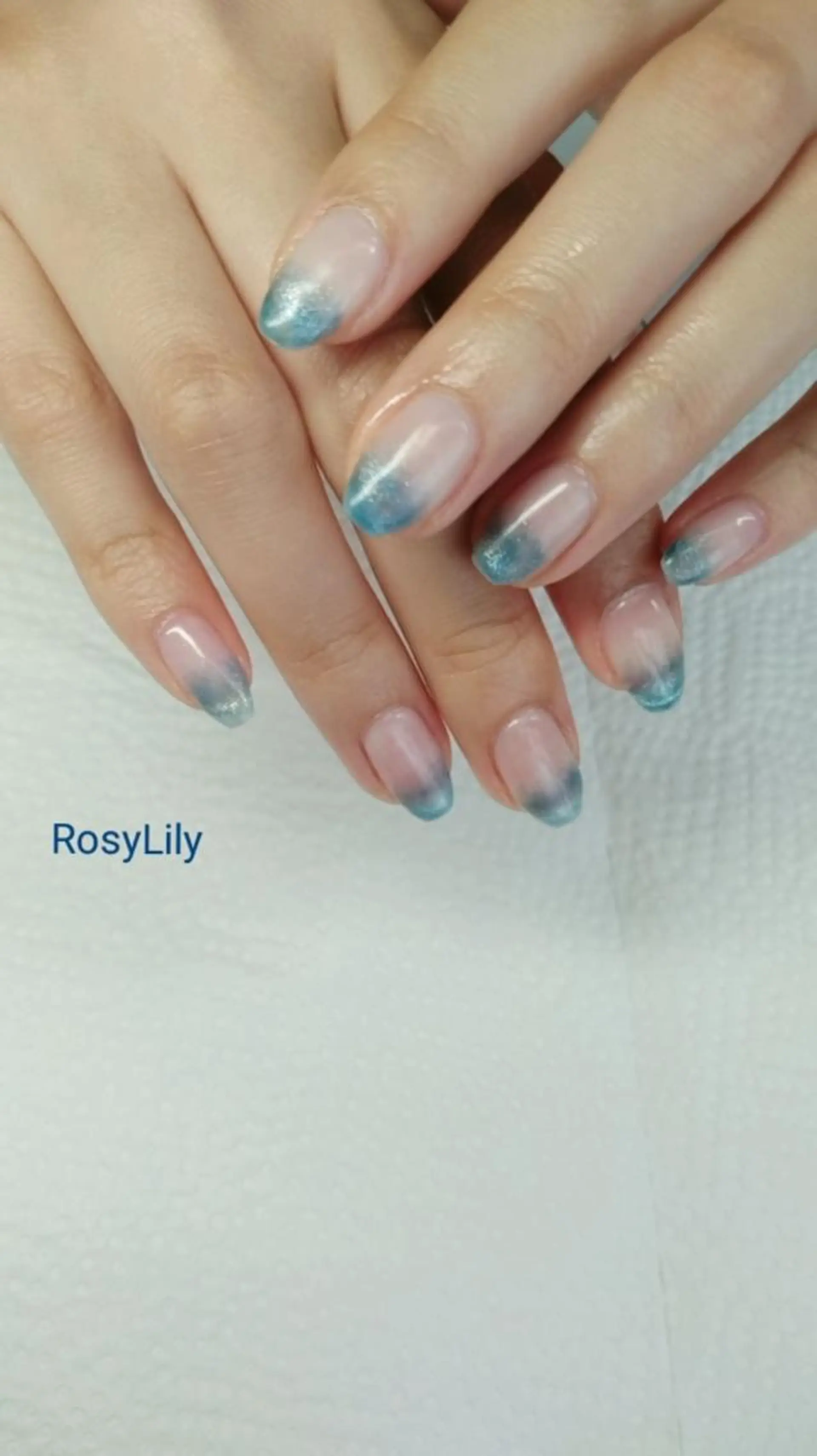 ネイル ブルー マグネットネイル ハンドネイル ハンドケア プライベートサロン RosyLily所属・プライベートサロン Rosy Lilyのネイルデザイン