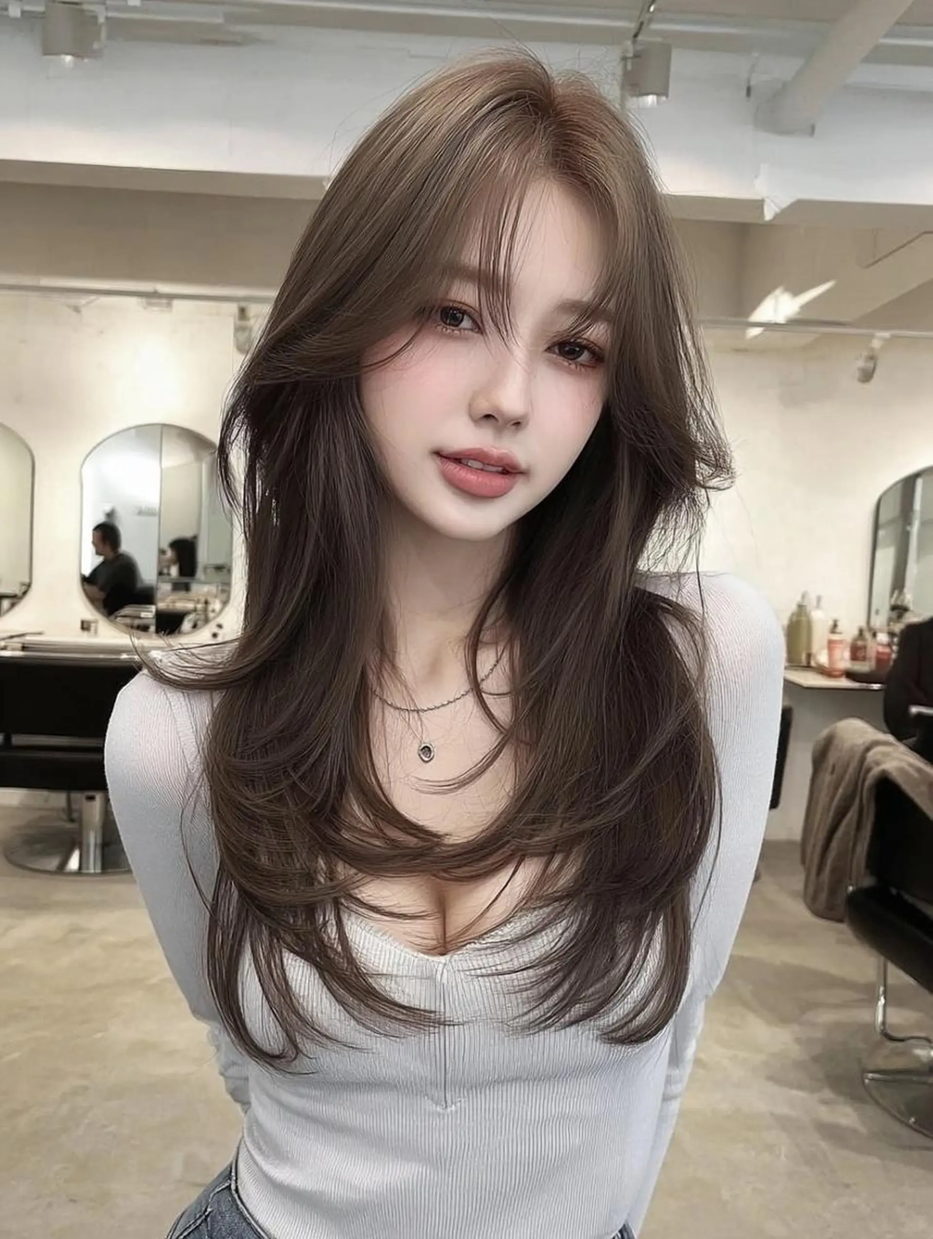 ロング カラー ブリーチ ダブルカラー 髪質改善 縮毛矯正 トリートメント ヘアカラー トリートメント レイヤーカット✨ 福井雄登のヘアスタイル