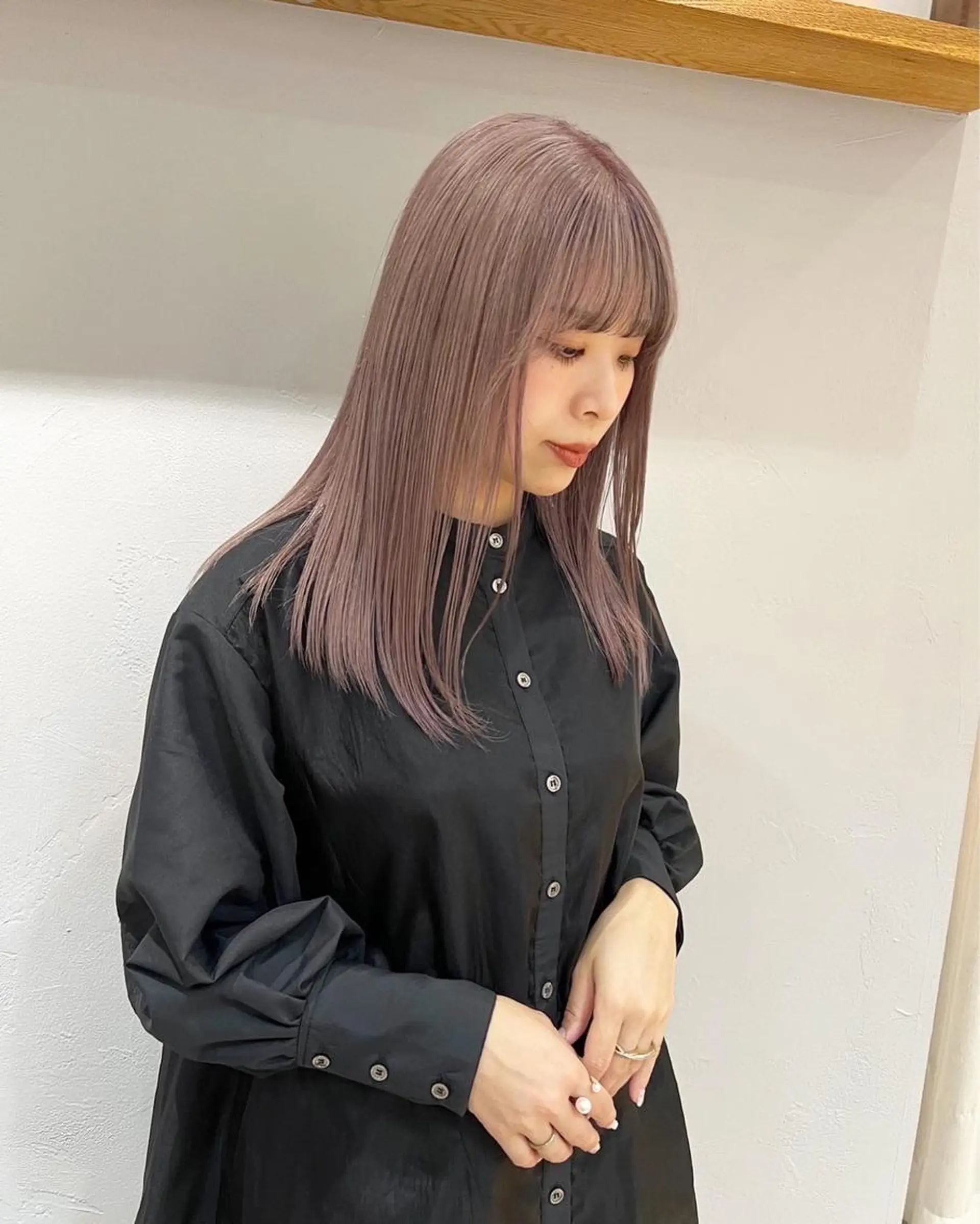 セミロング カラー ベージュカラー ダブルカラー グレージュ ハイトーンカラー ラベンダーカラー ヘアカラー トリートメント オリーブ/縮毛♡ Natsuno🩰のヘアスタイル