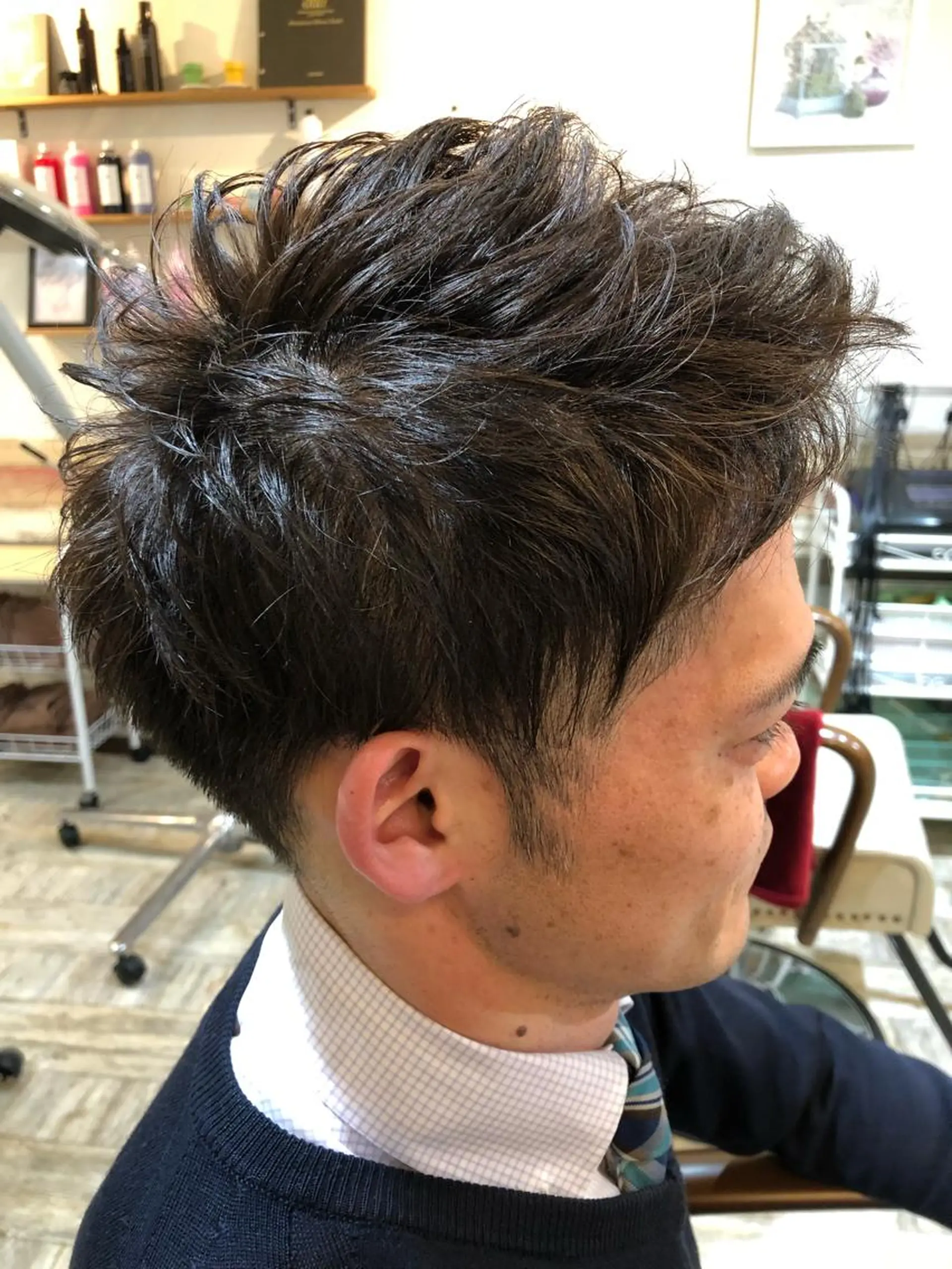 ショート メンズ アップバング カット 【垢抜け大人髪】 TIARA西山のヘアスタイル