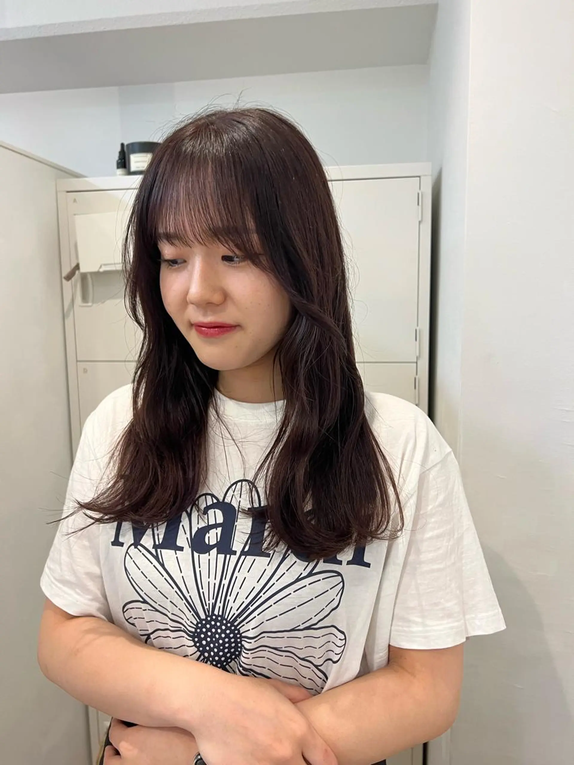 セミロング カラー 韓国風ヘア レイヤーカット レイヤーカット ボブパーマNo.1のヘアスタイル