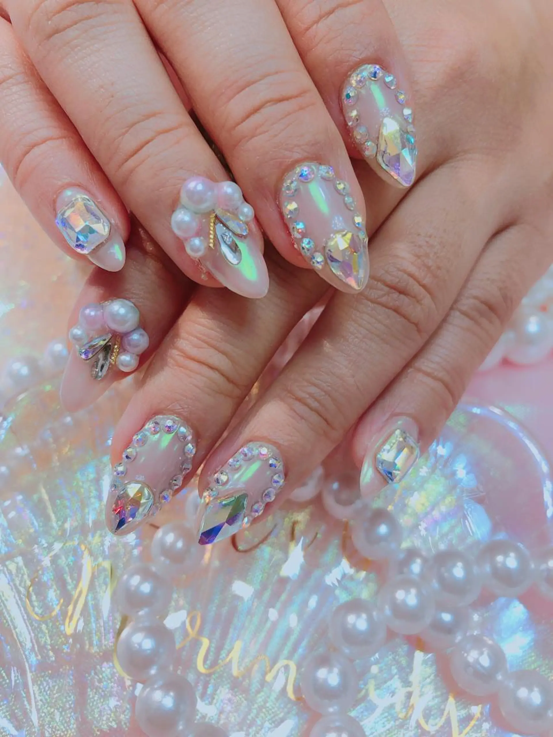 セミロング ネイル ハンドネイル 長さ出し専門 nynaのネイルデザイン