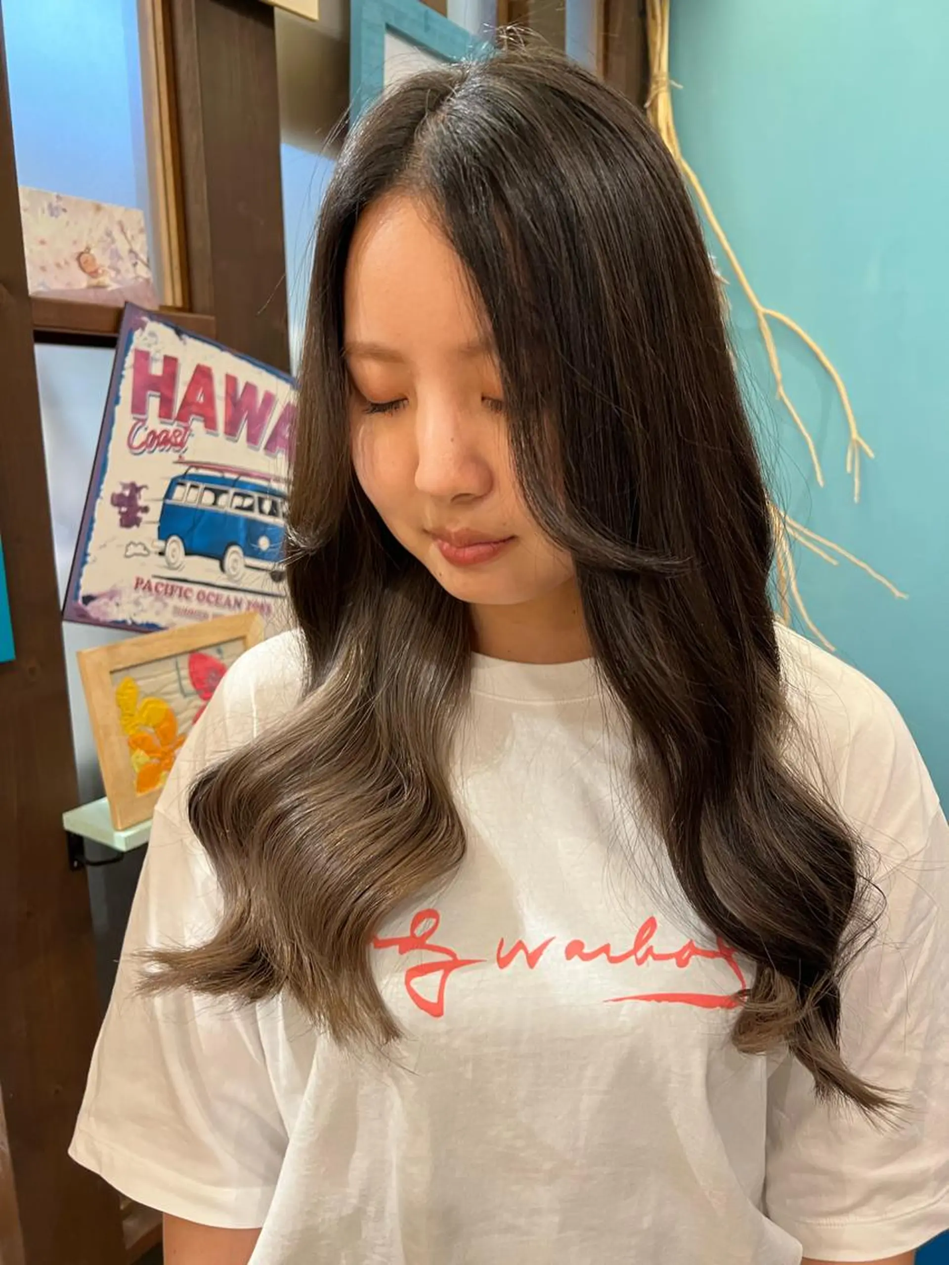 ロング ヘアカラー トリートメント ハイトーン/ ダブルカラー/透明感のヘアスタイル