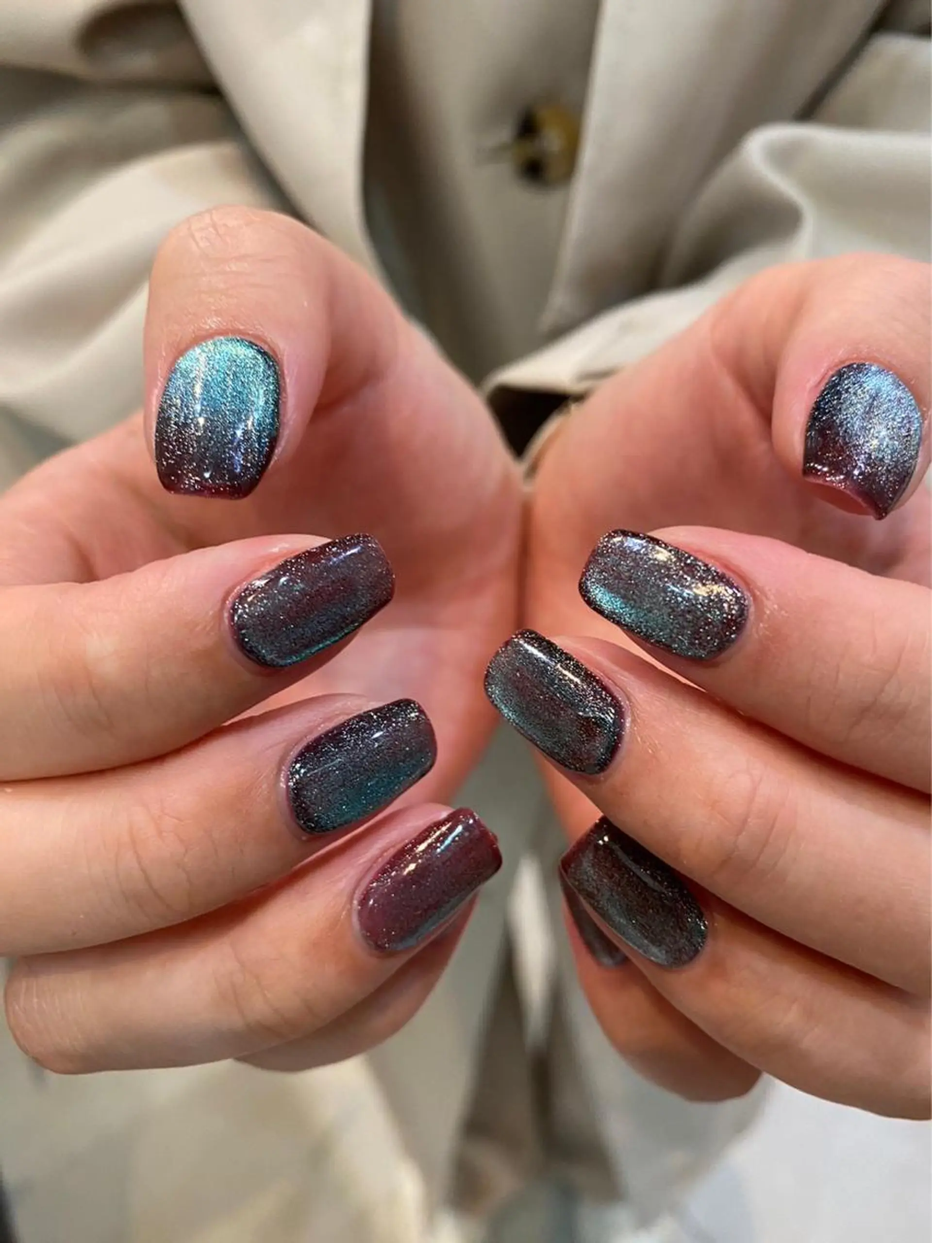 ネイル オーロラネイル マグネットネイル ニュアンスネイル オフィスネイル シンプルネイル 草加ニュアンスネイル 🌚hersのネイルデザイン