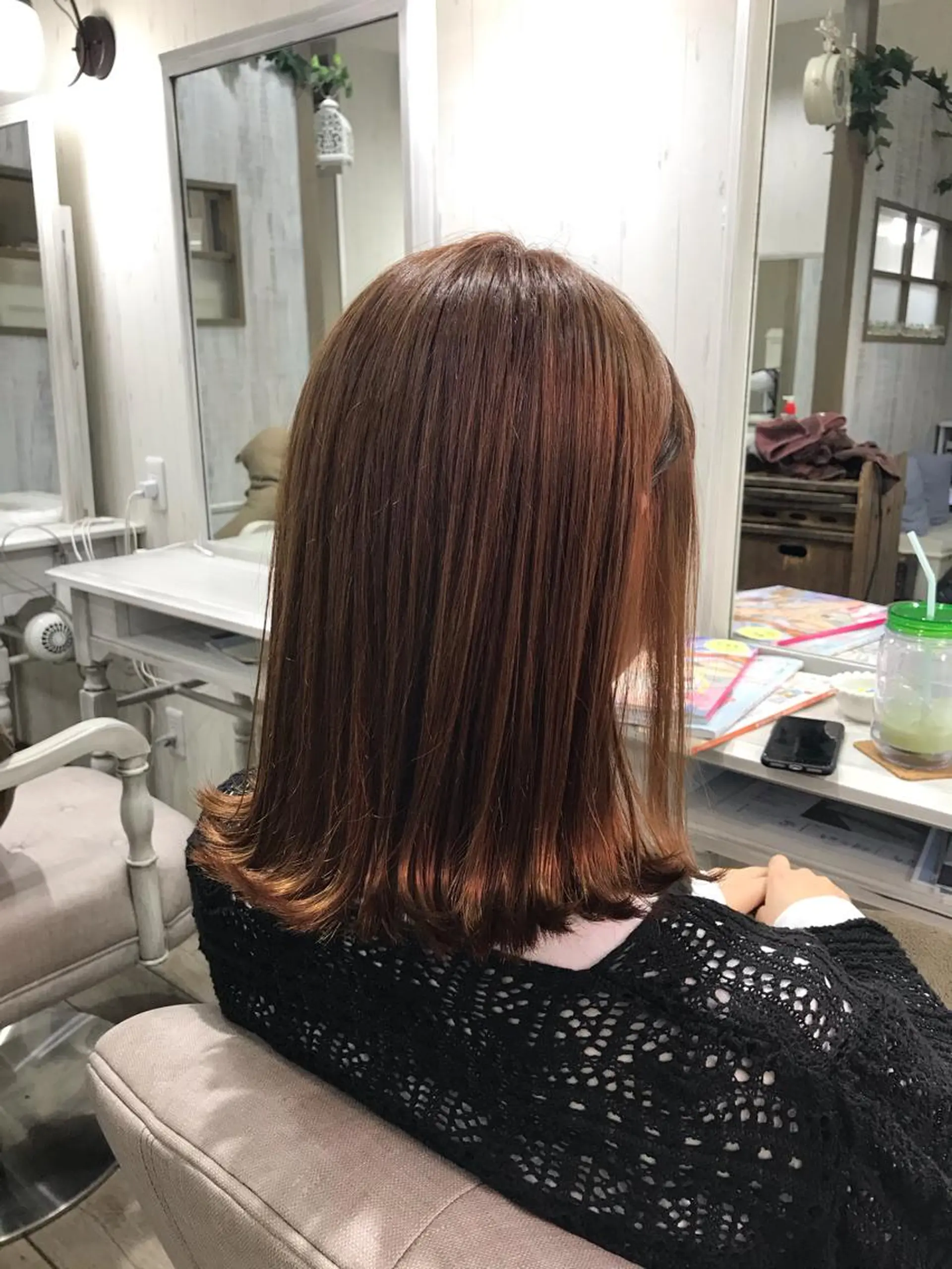 ミディアム オレンジブラウン ネモトメイナ🌿‬ 今月末で退職しますのヘアスタイル