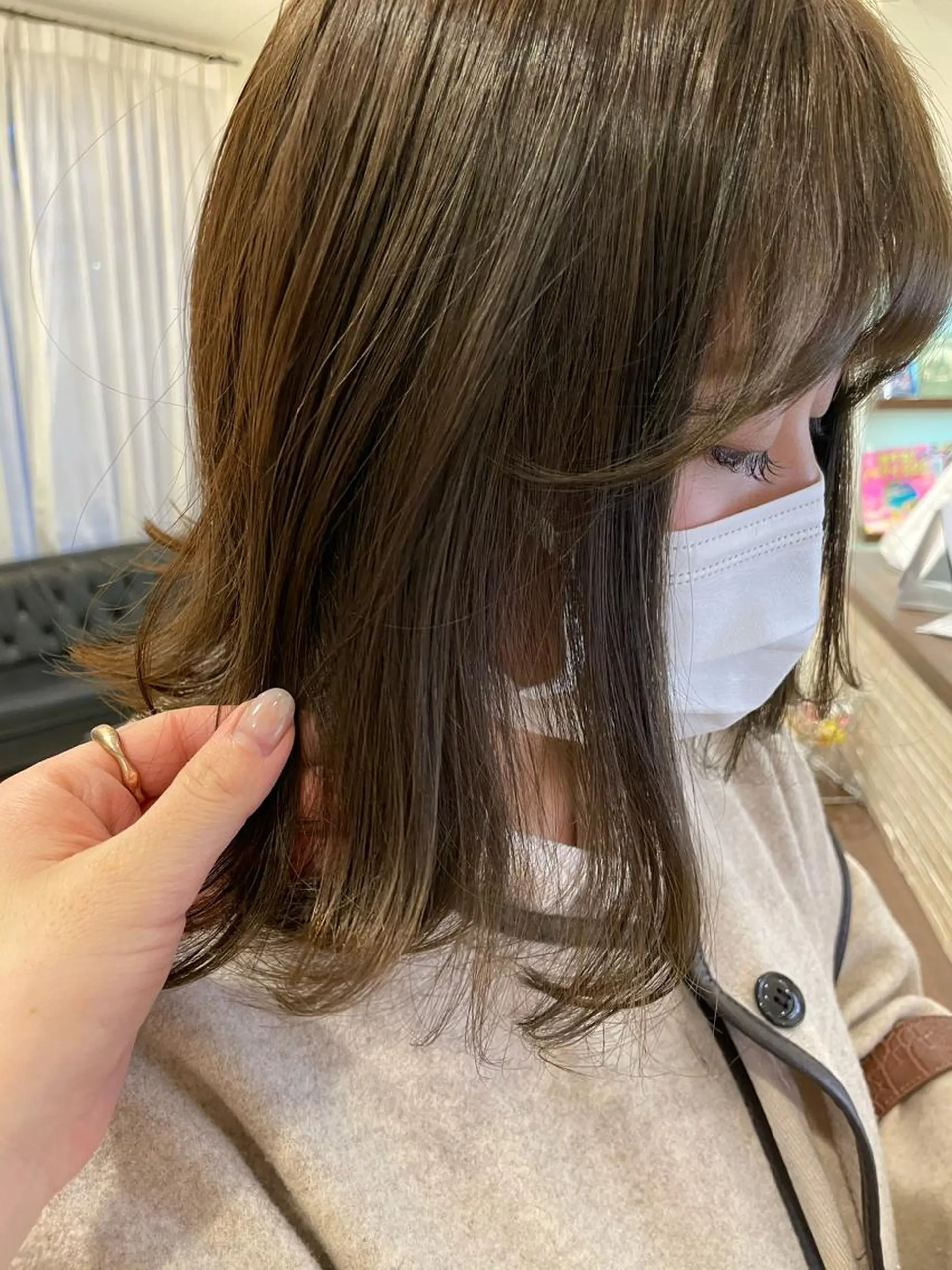 セミロング ボブ ハイライト 外ハネヘア トリートメント 韓国風ヘア♡ runaのヘアスタイル