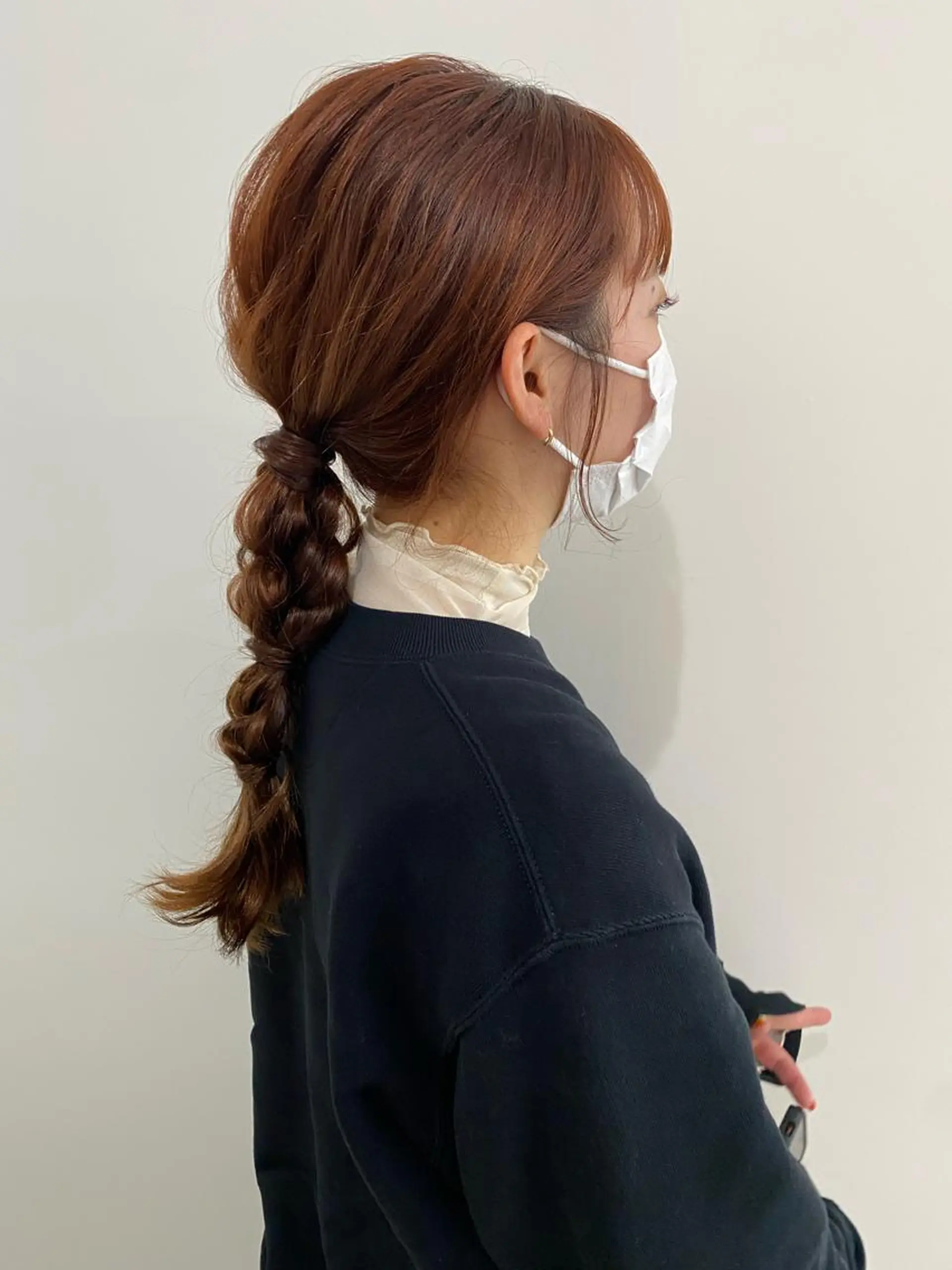 セミロング カラー ヘアアレンジ ブリーチ ブリーチなしカラー オレンジ お洒落パーマ/ 艶カラー/michiのヘアスタイル