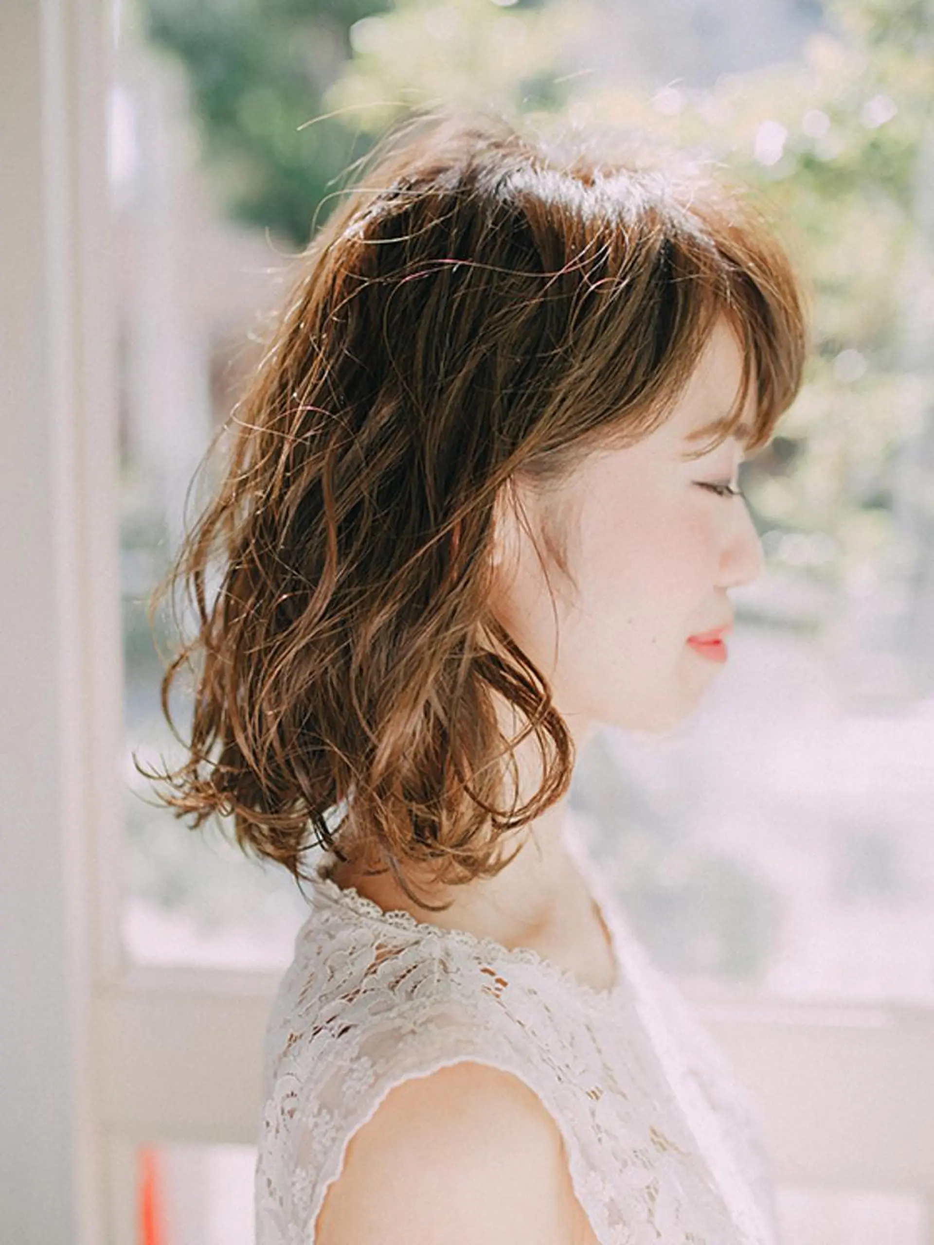 ミディアム カラー パーマ ボブ ヘアカラー トリートメント 福島 浩司のヘアスタイル