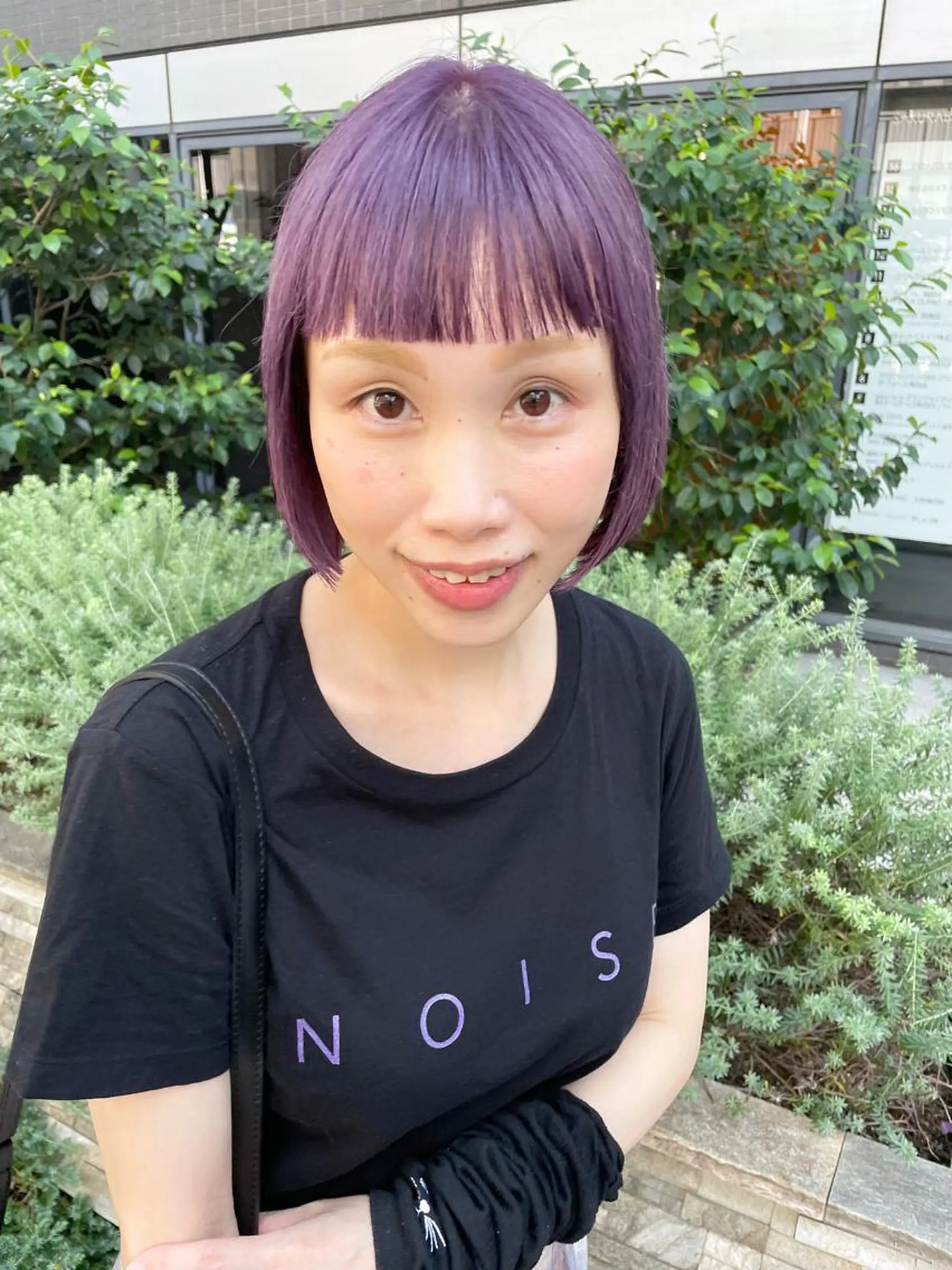 ミディアム カラー パーマ ヘアアレンジ メンズ キッズ ネイル マツエク・マツパ パープルカラー ボブ パープル カット ヘアカラー トリートメント tatsumi/ボブ ウルフ/レイヤーのヘアスタイル