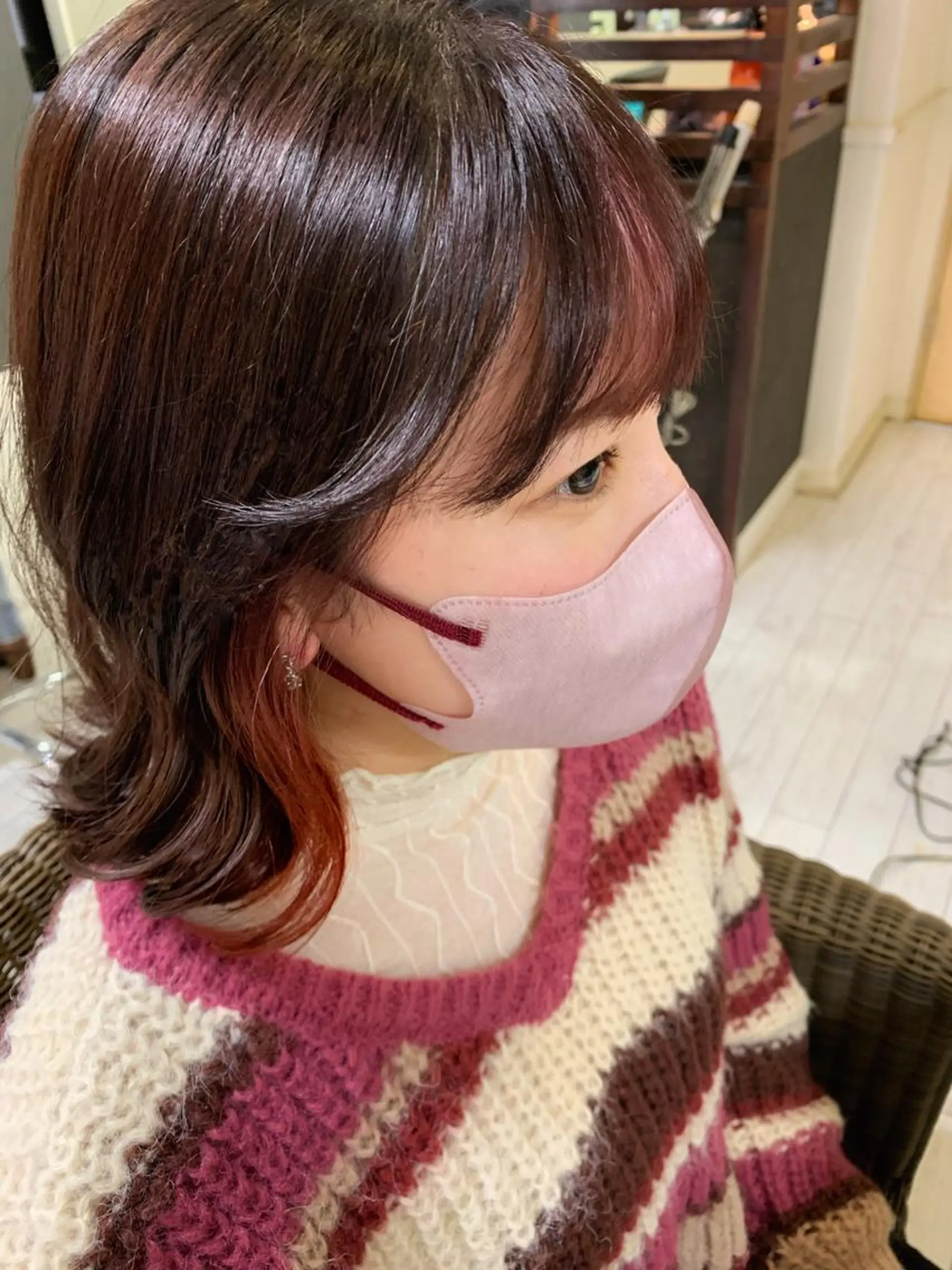 ミディアム ミストバング 韓国風ヘア カット ヘアカラー トリートメント マルナ本店 ペコのヘアスタイル