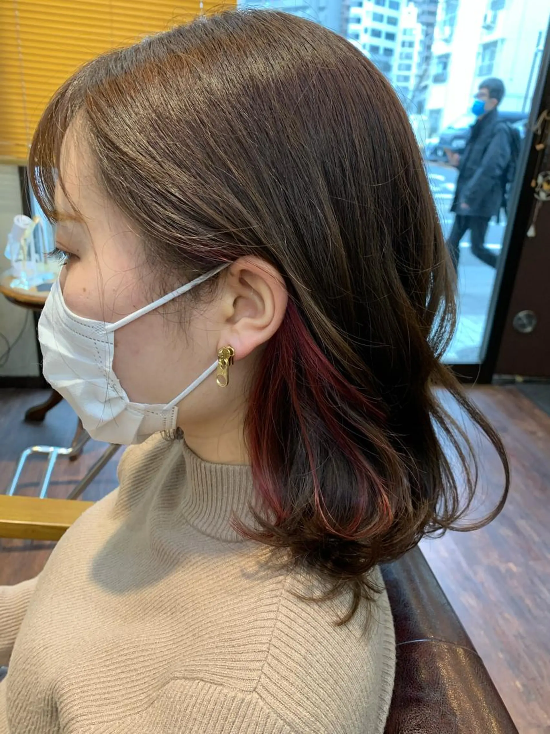 セミロング カラー イヤリングカラー ラベンダーカラー バイオレットカラー 個室 美容室  Miyuu  hair＆spa所属・木村 瞬のヘアスタイル