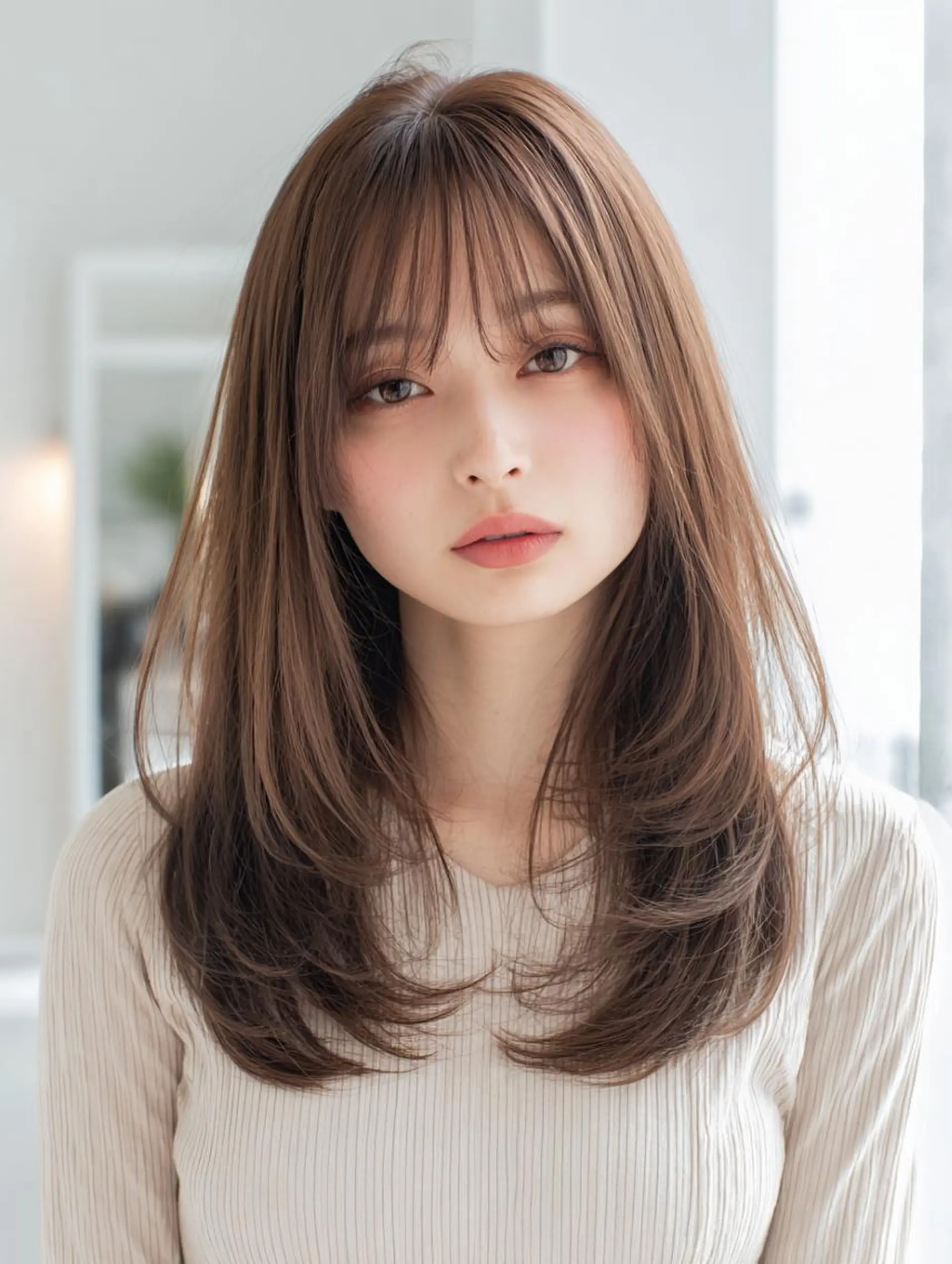 セミロング ハッシュカット 髪質改善 レイヤーカット 縮毛矯正 トリートメント カット 縮毛矯正 トリートメント 生艶髪＆レイヤー🔔 渋谷お薦めNo.1✨のヘアスタイル