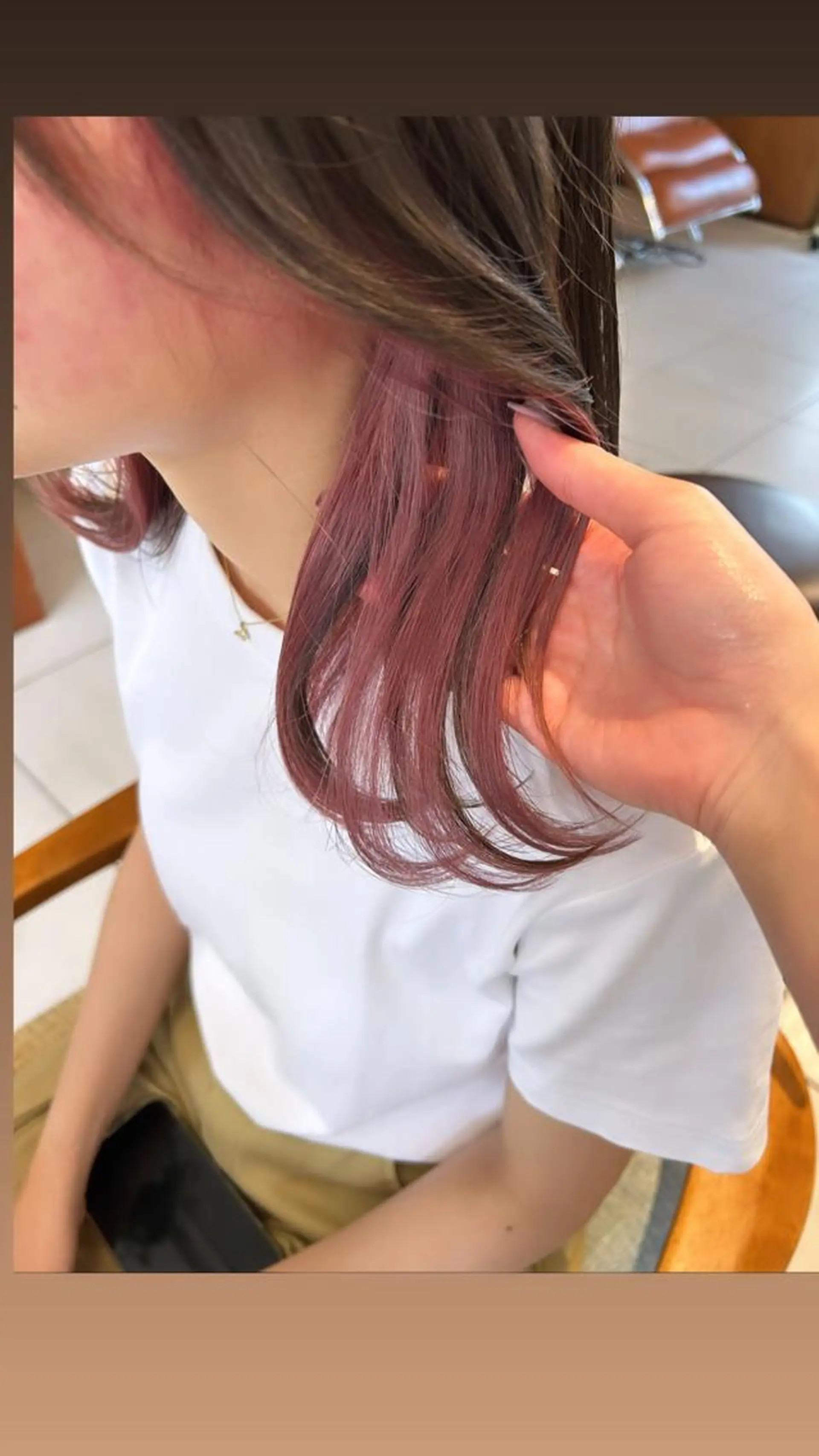 セミロング カラー ミストバング  フェイスフレーミング ピンクカラー ヘアカラー 艶カラー/耳つぼ/ 渡辺奈緒のその他イメージ