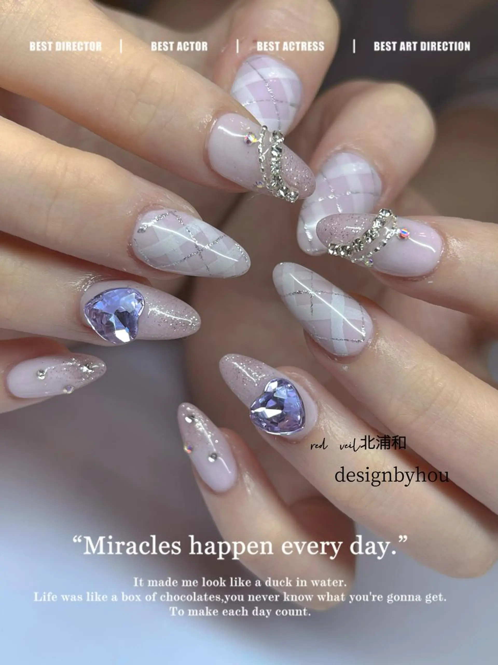 セミロング ネイル ハンドネイル 長さ出し専門 nynaのネイルデザイン