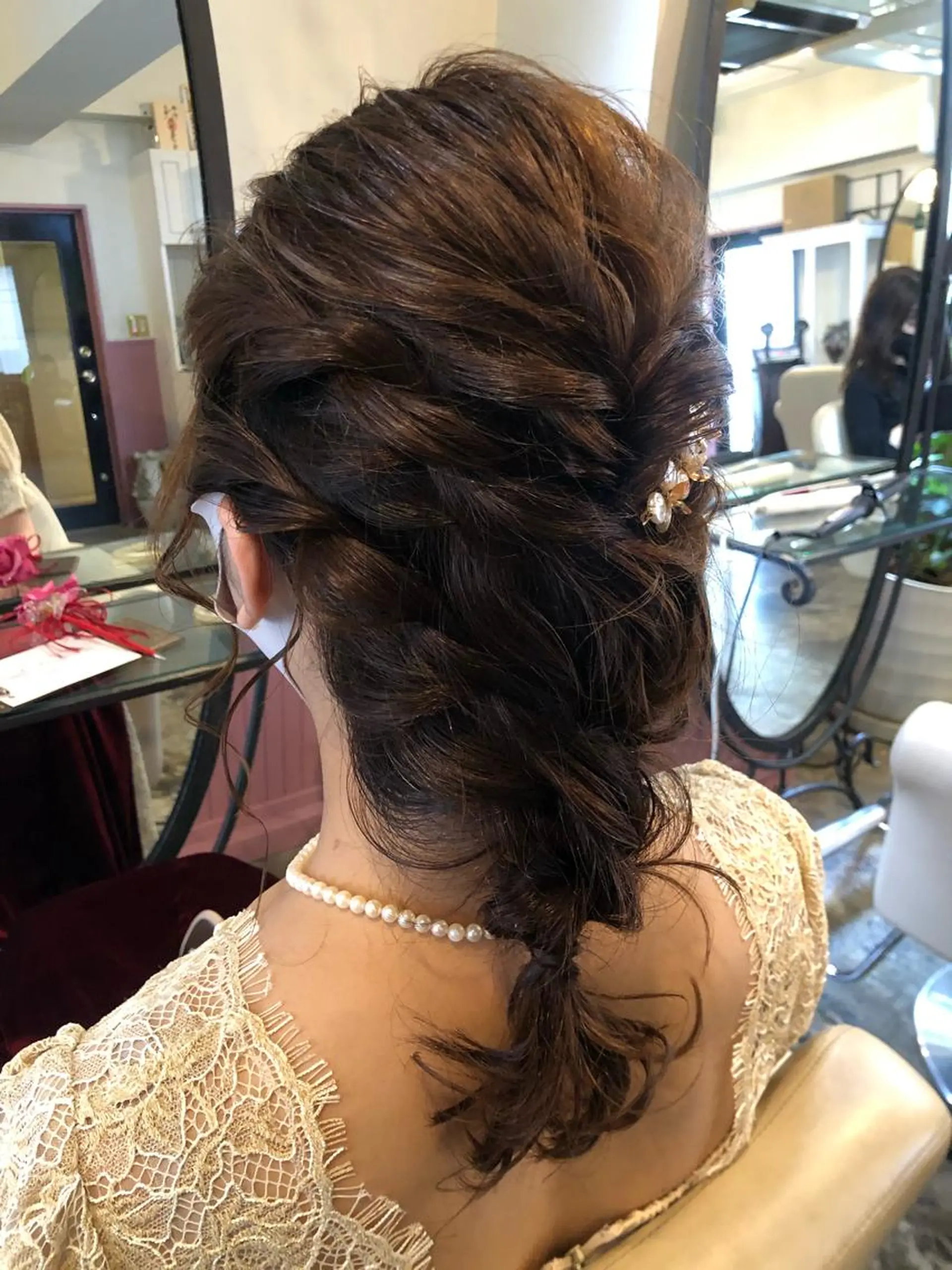 セミロング カラー パーマ ヘアアレンジ ヘアセット 表参道Lise おおいしおりのヘアスタイル