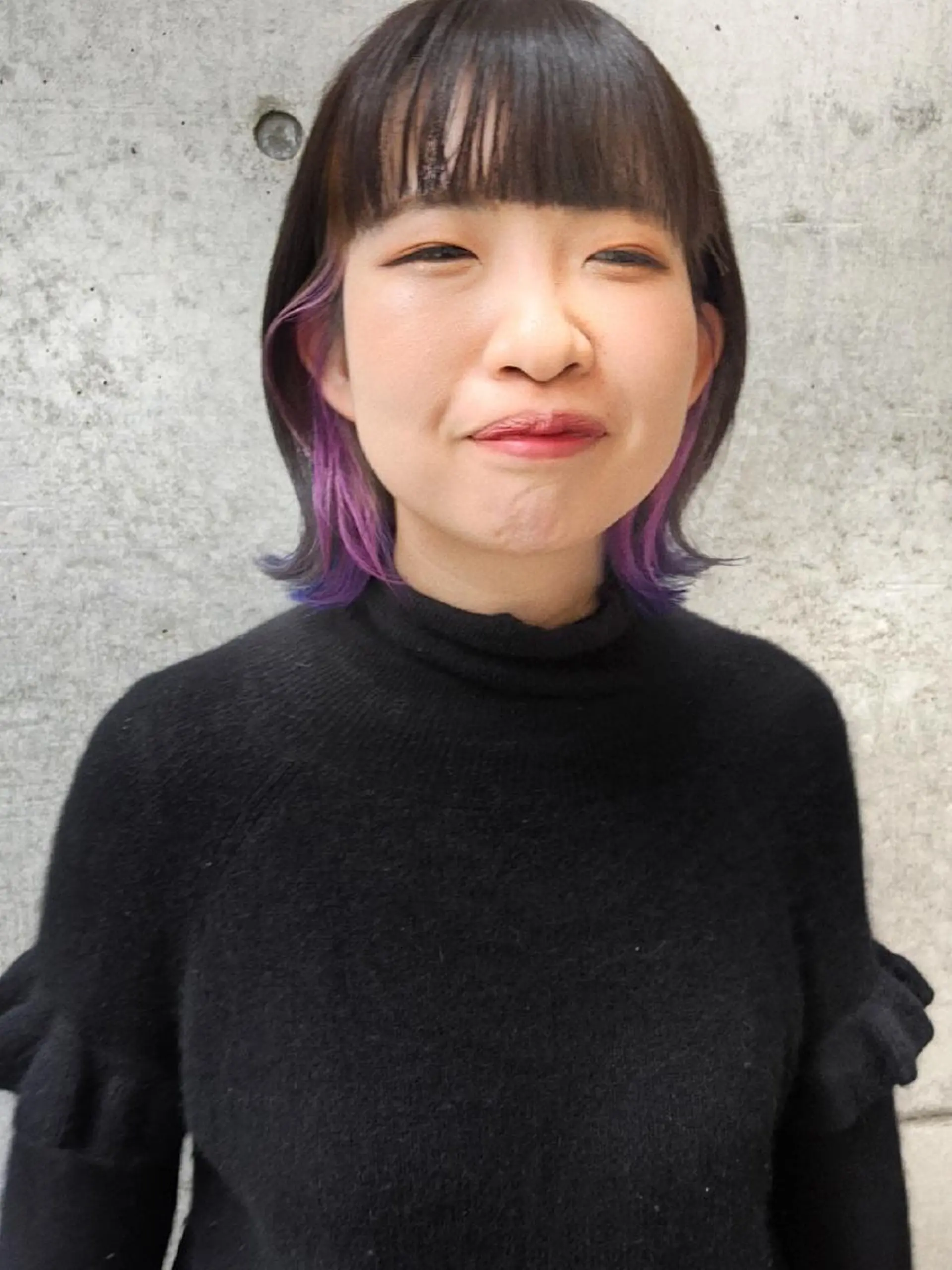 ミディアム カラー ヘアアレンジ ブルーカラー パープルカラー ボブ 南堀江 möwen ( メーヴェ )所属・mowen RUIのヘアスタイル