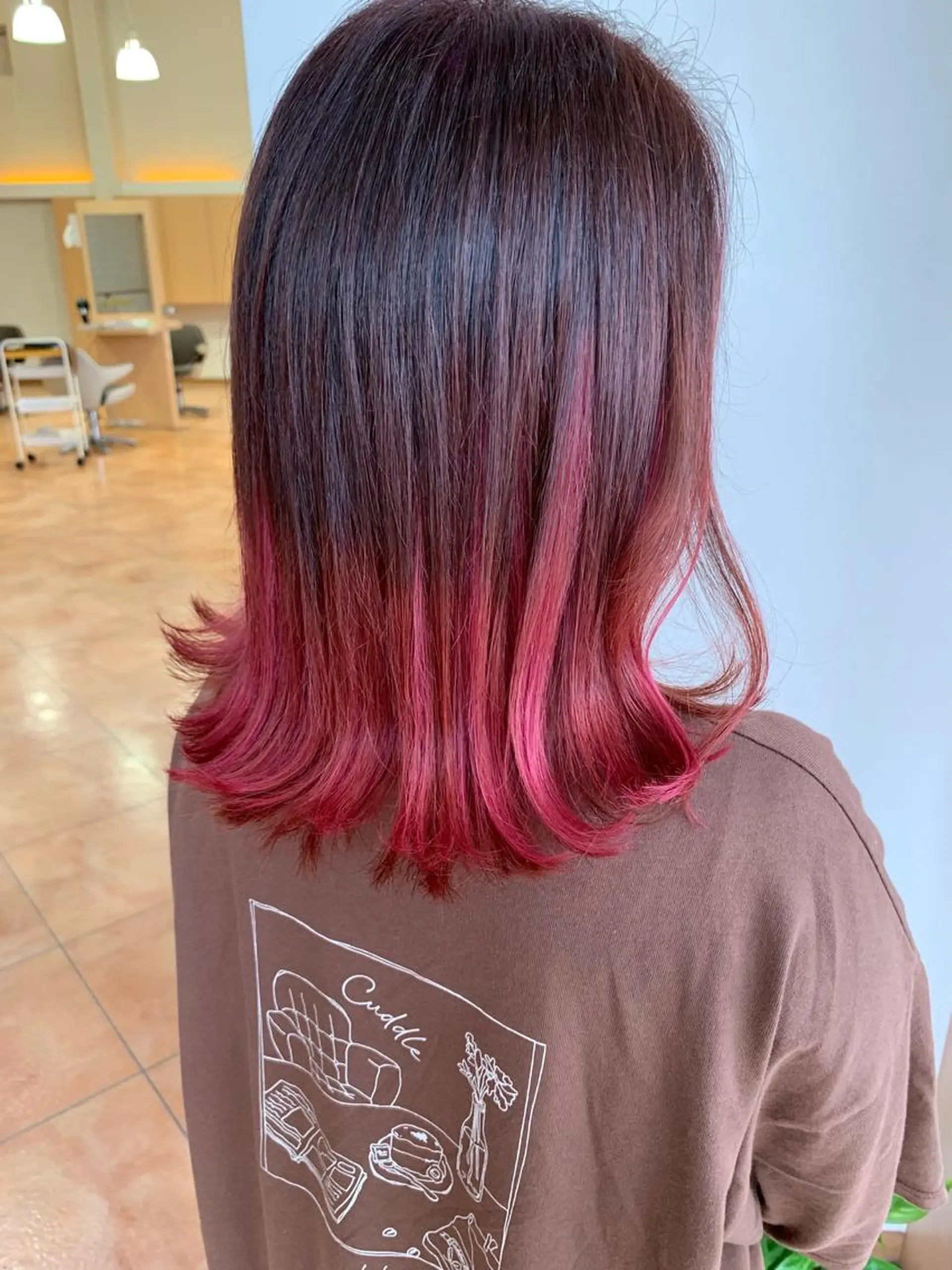 セミロング カラー ピンクカラー ローズカラー ヘアカラー トリートメント karen ☺︎のヘアスタイル