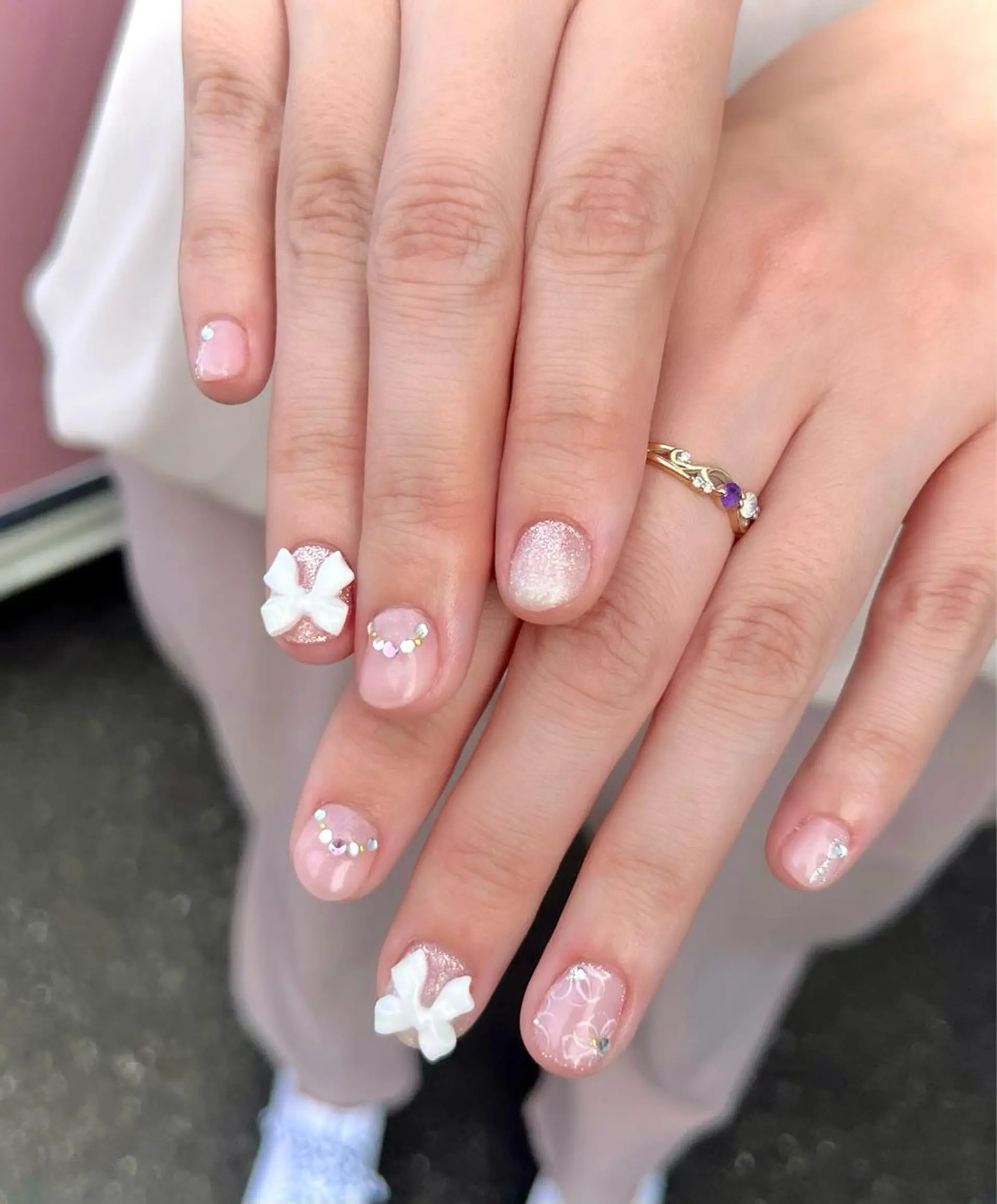 ネイル リボン ハンドネイル Nail Salon　Ｋのネイルデザイン