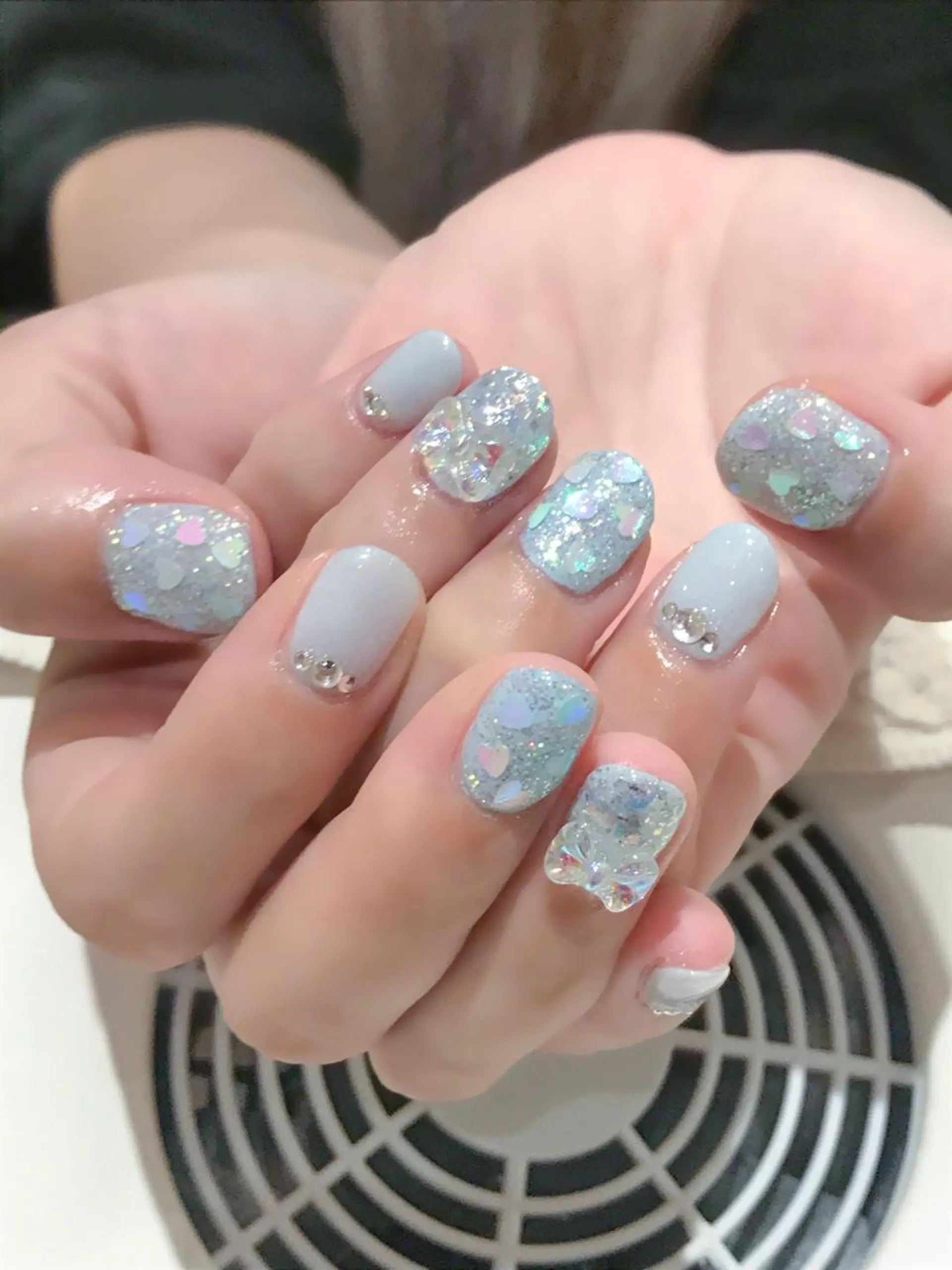 ネイル オーロラネイル キラキラネイル 韓国ネイル ラメ(グリッター) 水色 Nyanco Nailのネイルデザイン