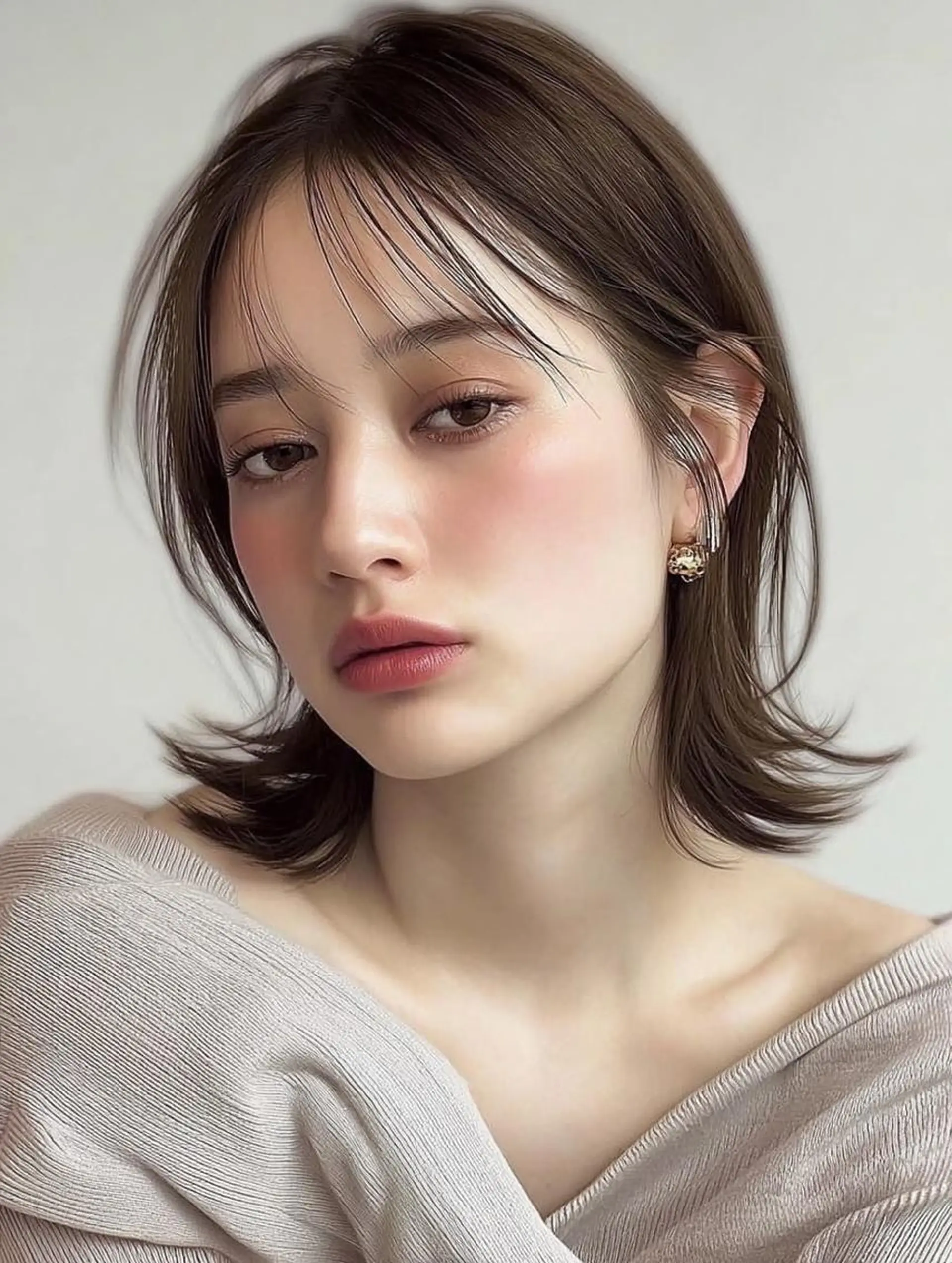 ミディアム 髪質改善 縮毛矯正 トリートメント カット ヘアカラー レイヤーカット✨ 福井雄登のヘアスタイル