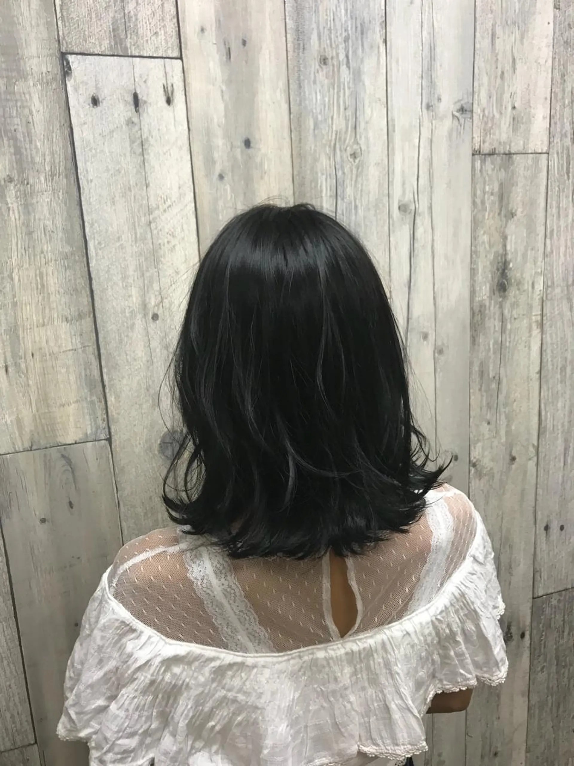ミディアム カラー パーマ ヘアアレンジ メンズ キッズ 黒髪 ブルーカラー ブルーブラック Forest. -髪質改善-のヘアスタイル